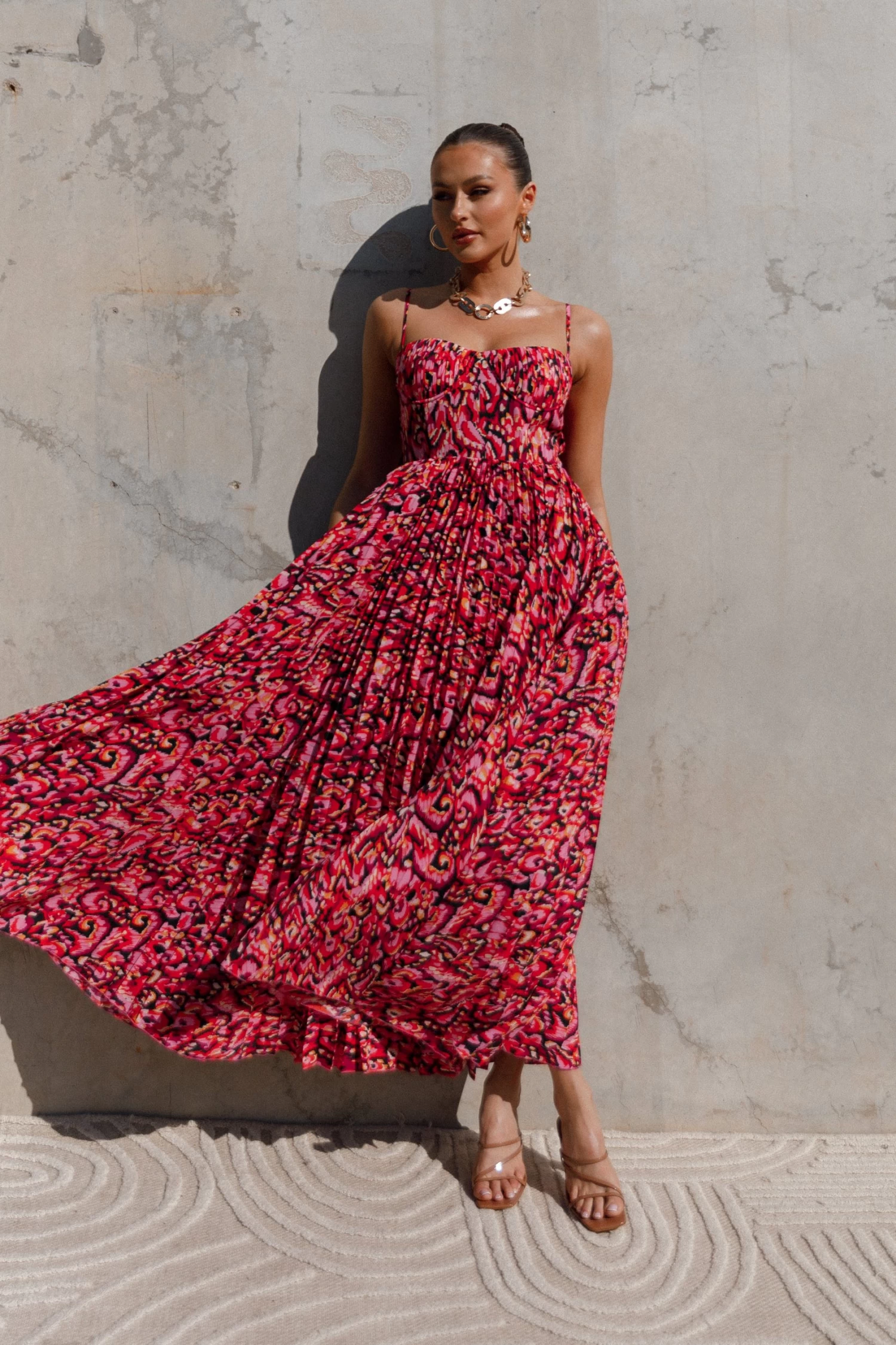 Achanti Pleated Maxi Dress - Pink Multi - Image 3