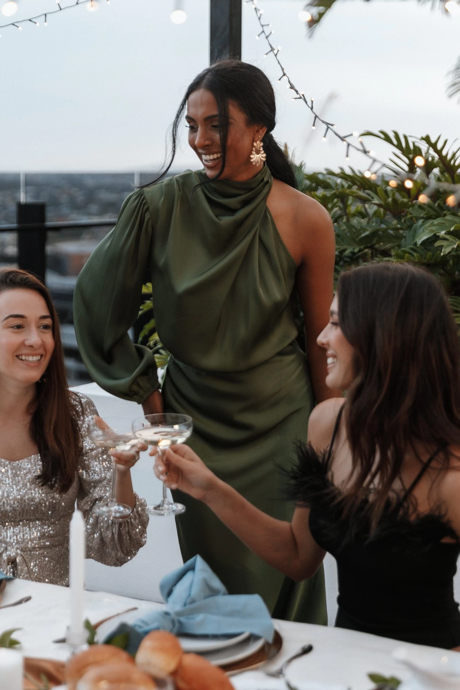 Amelie One Shoulder Midi Dress - Olive - Image 3