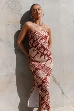 Amelie Strapless Maxi Dress - Rust Pink