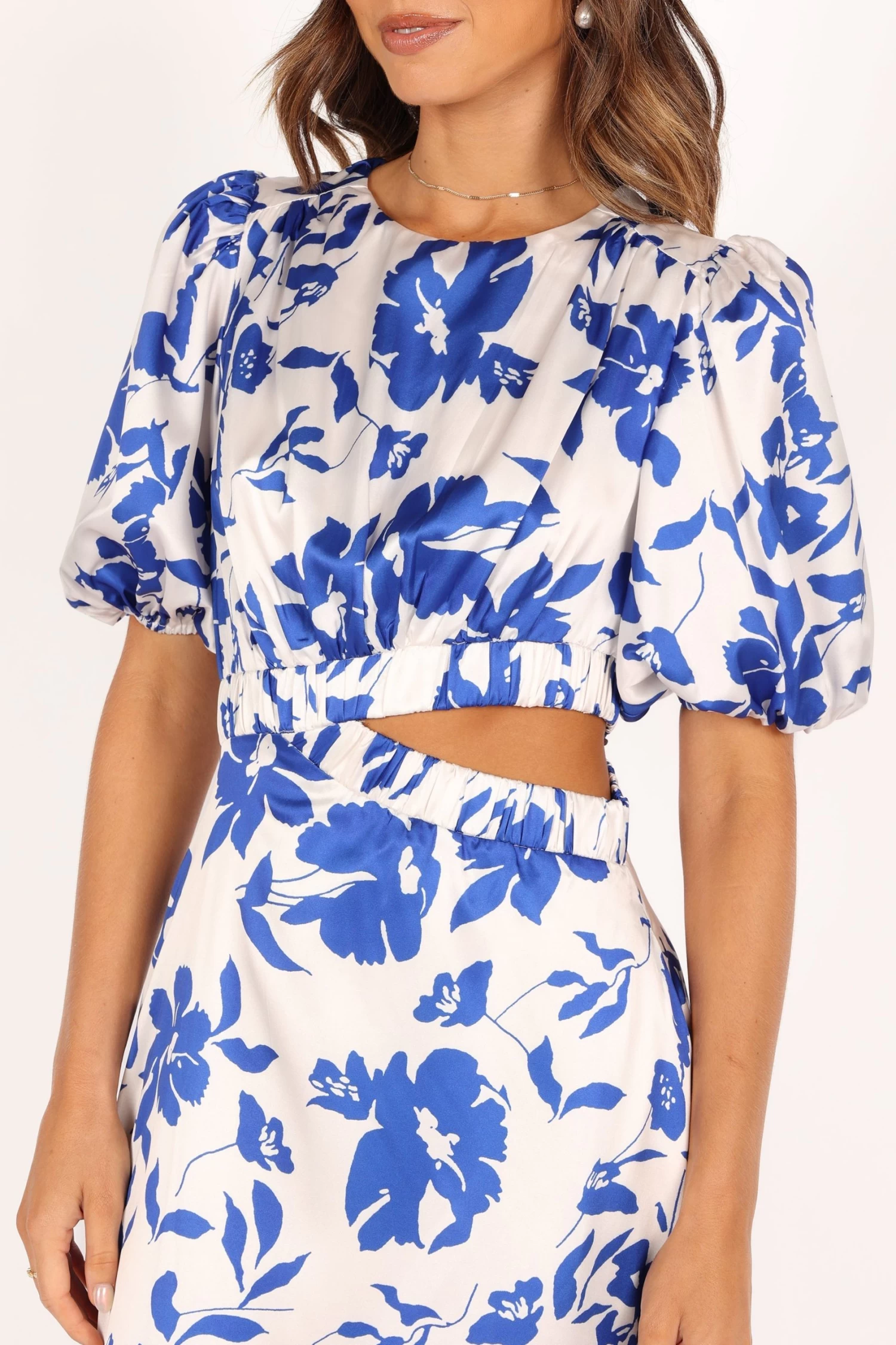 Aminah Puff Sleeve Dress - Blue Floral - Image 4