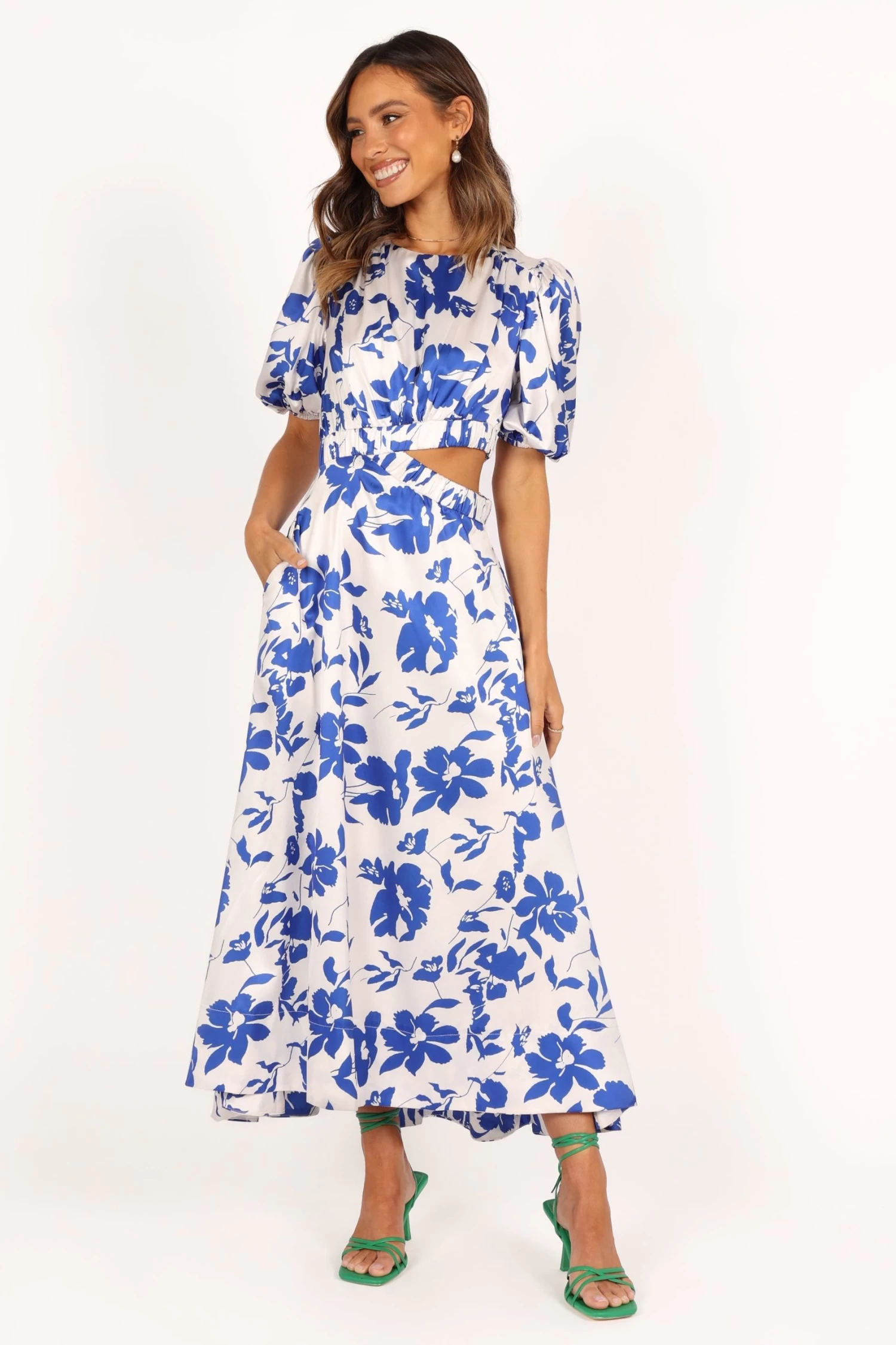 Aminah Puff Sleeve Dress - Blue Floral - Image 5