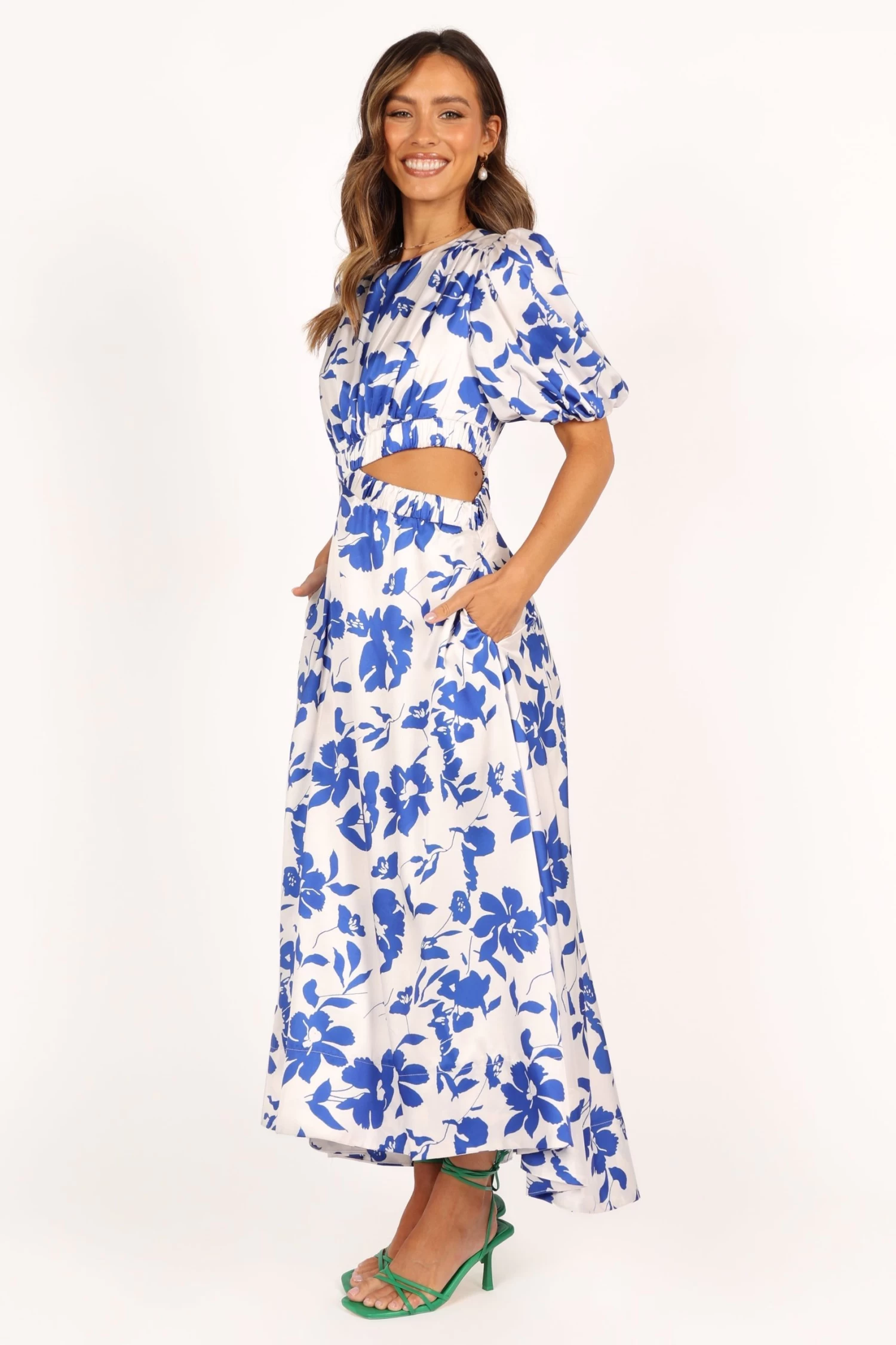 Aminah Puff Sleeve Dress - Blue Floral - Image 6