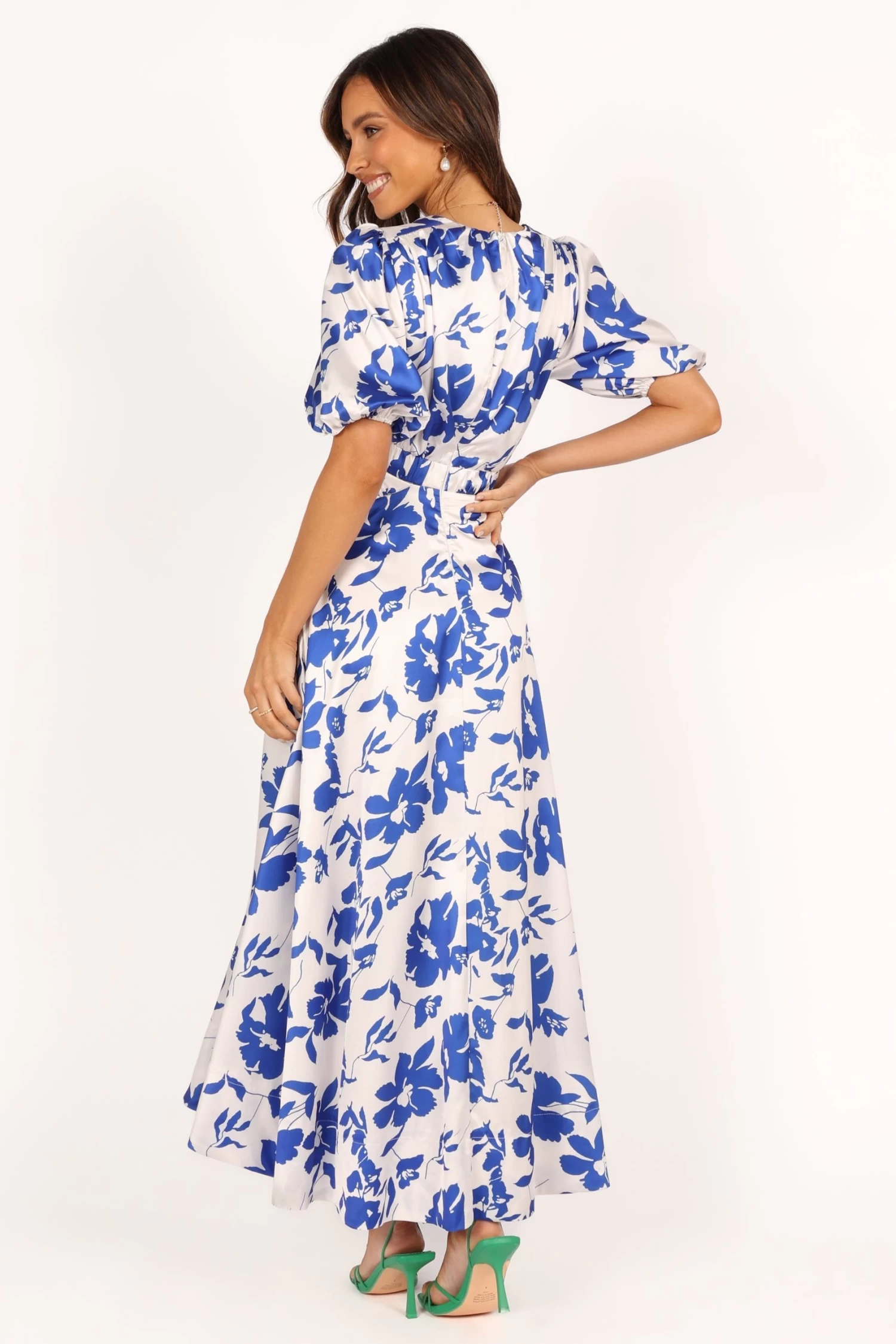Aminah Puff Sleeve Dress - Blue Floral - Image 7