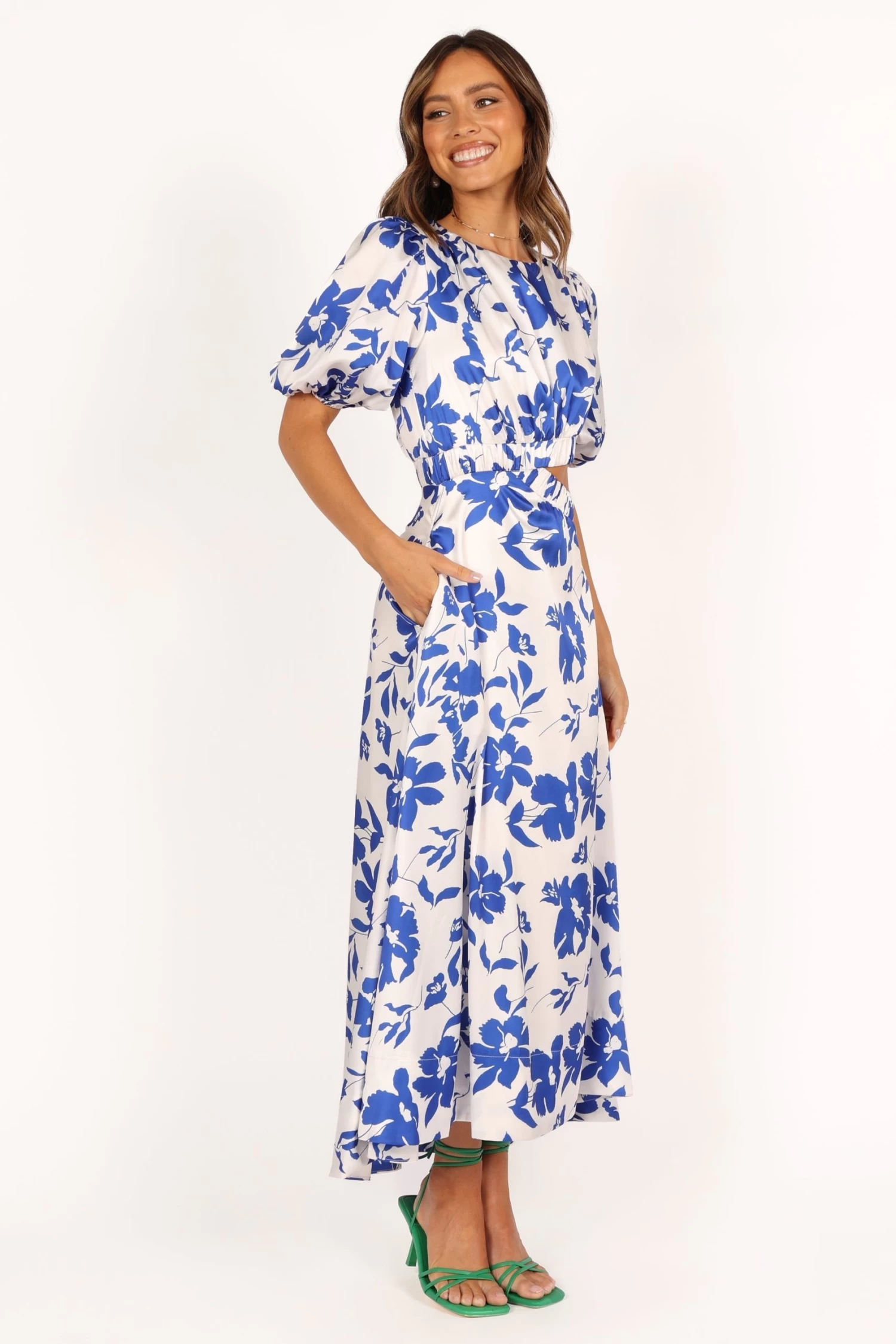 Aminah Puff Sleeve Dress - Blue Floral - Image 8