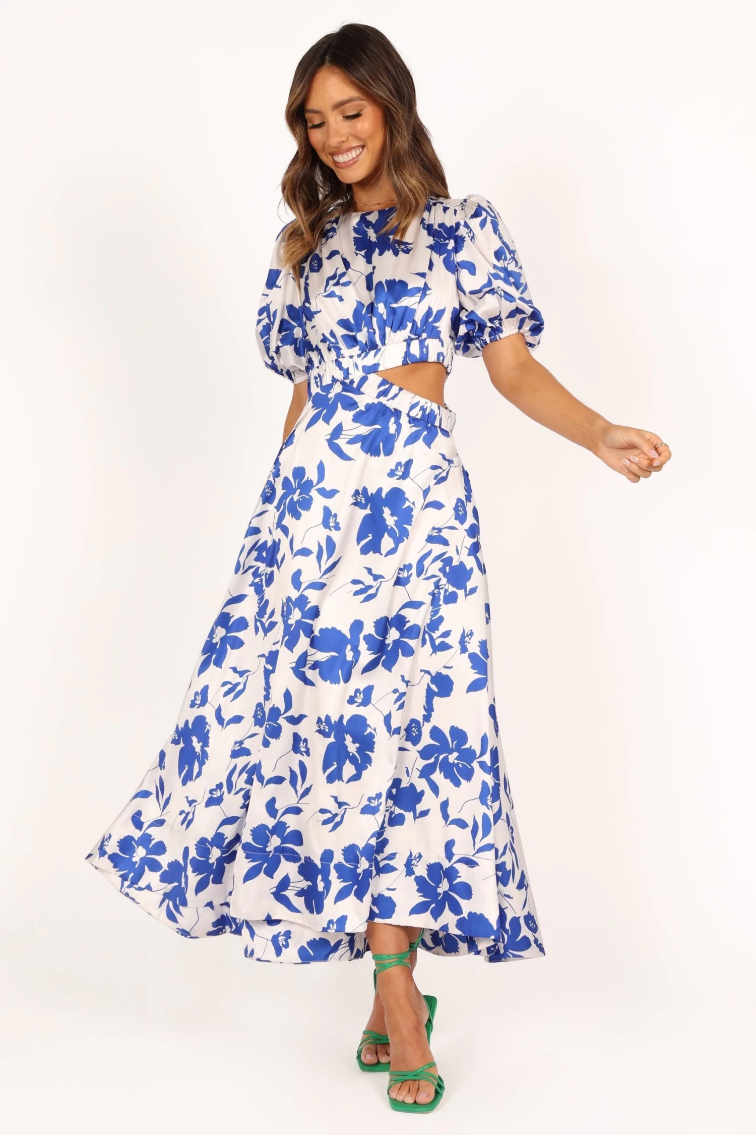 Aminah Puff Sleeve Dress - Blue Floral - Image 9