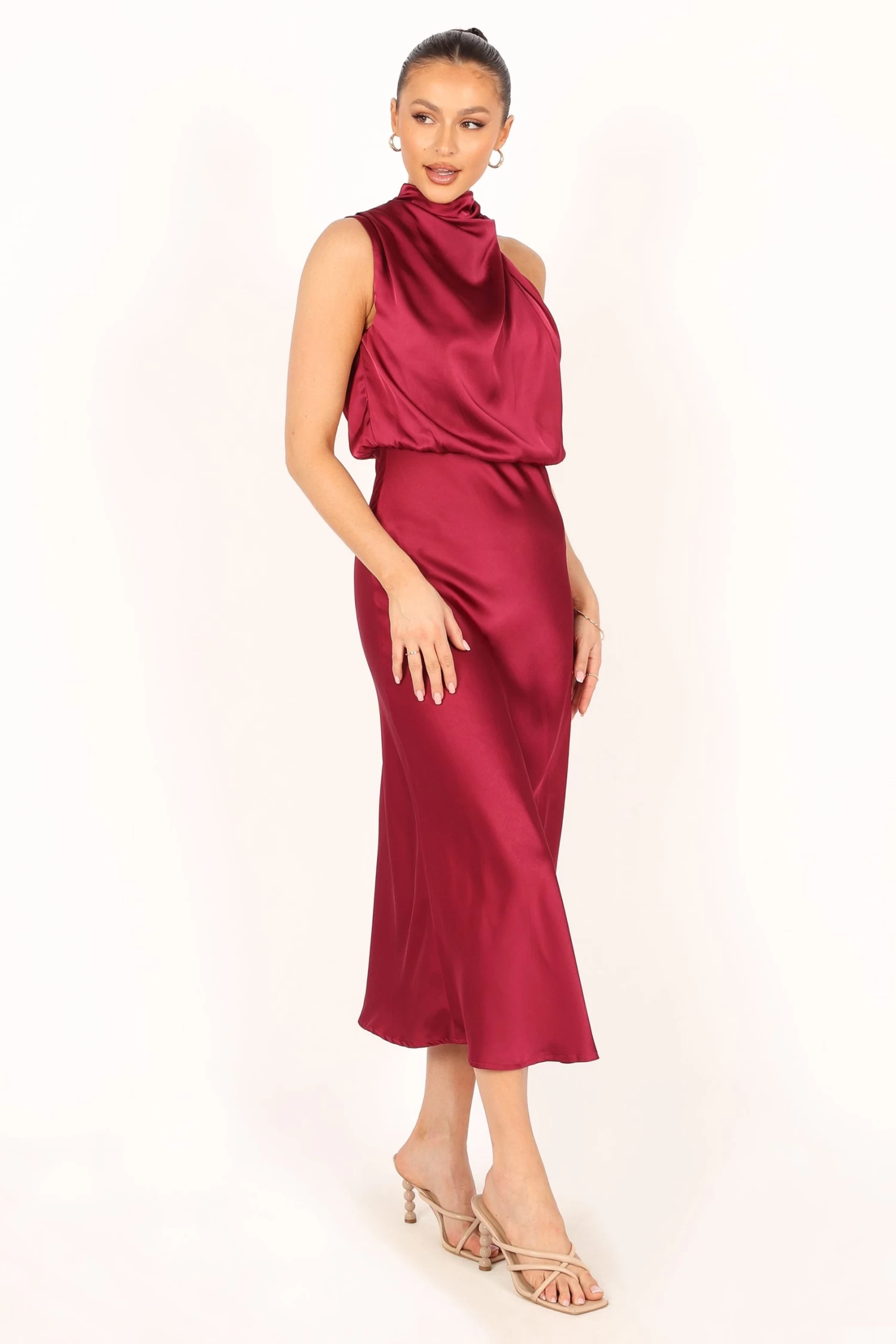 Anabelle Halter Neck Midi Dress - Berry - Image 3