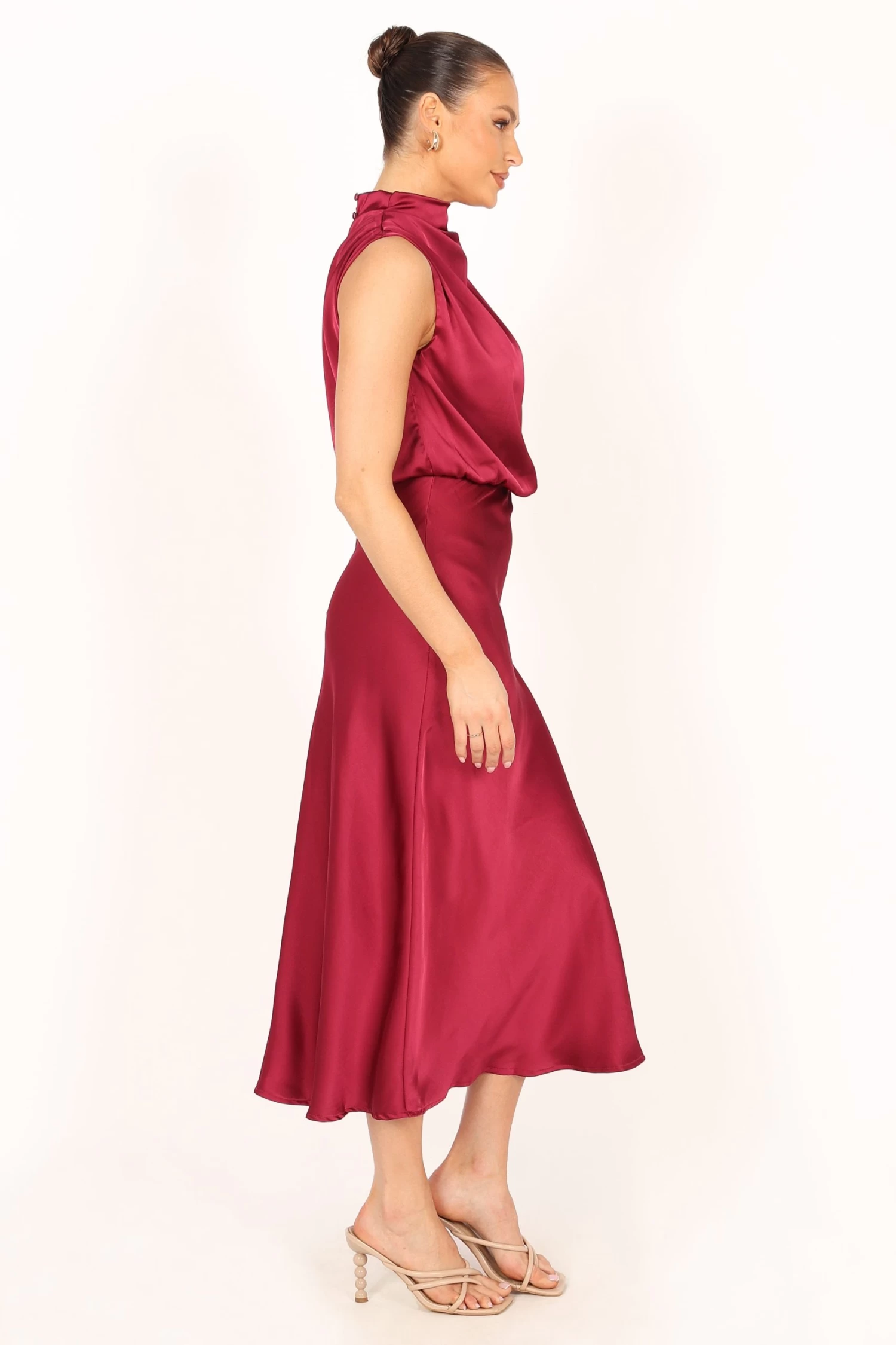 Anabelle Halter Neck Midi Dress - Berry - Image 4