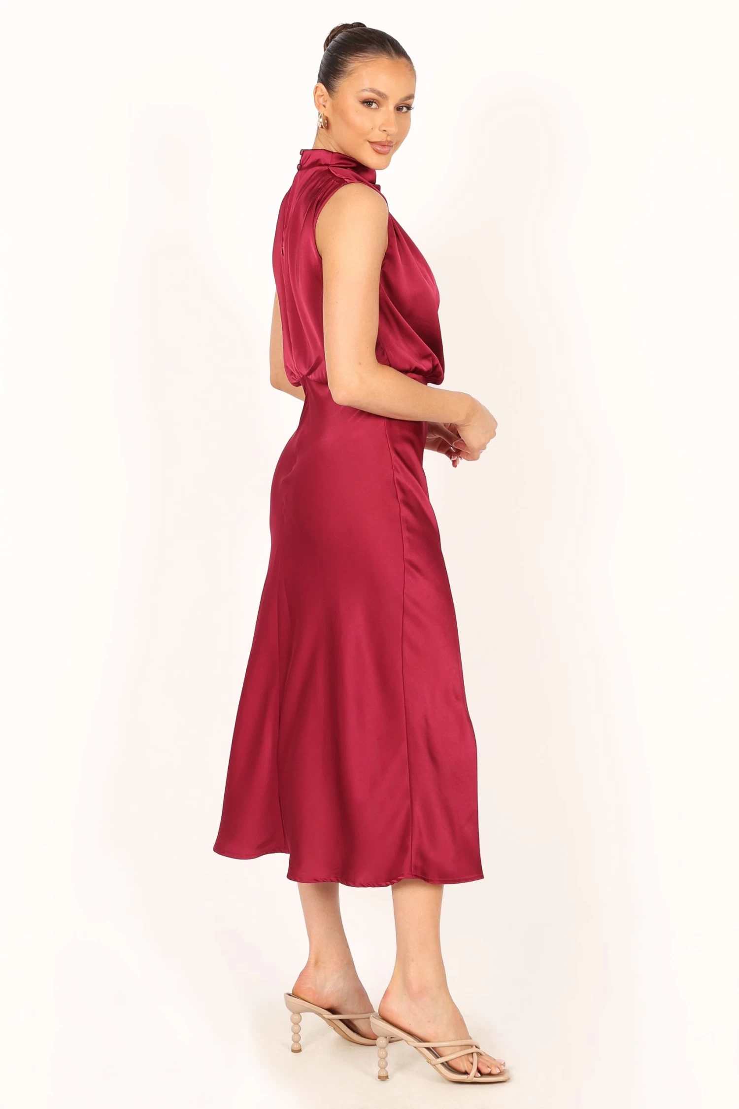 Anabelle Halter Neck Midi Dress - Berry - Image 6