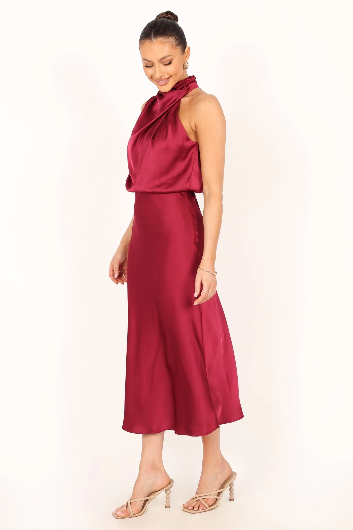 Anabelle Halter Neck Midi Dress - Berry - Image 8