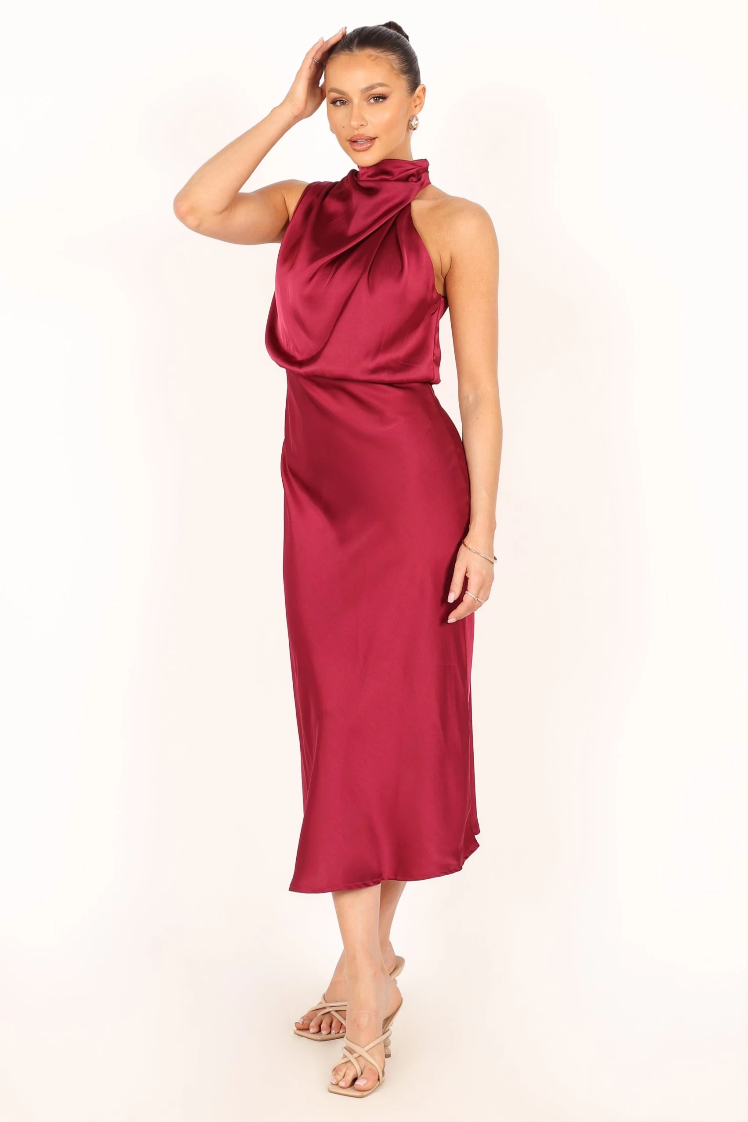 Anabelle Halter Neck Midi Dress - Berry - Image 10