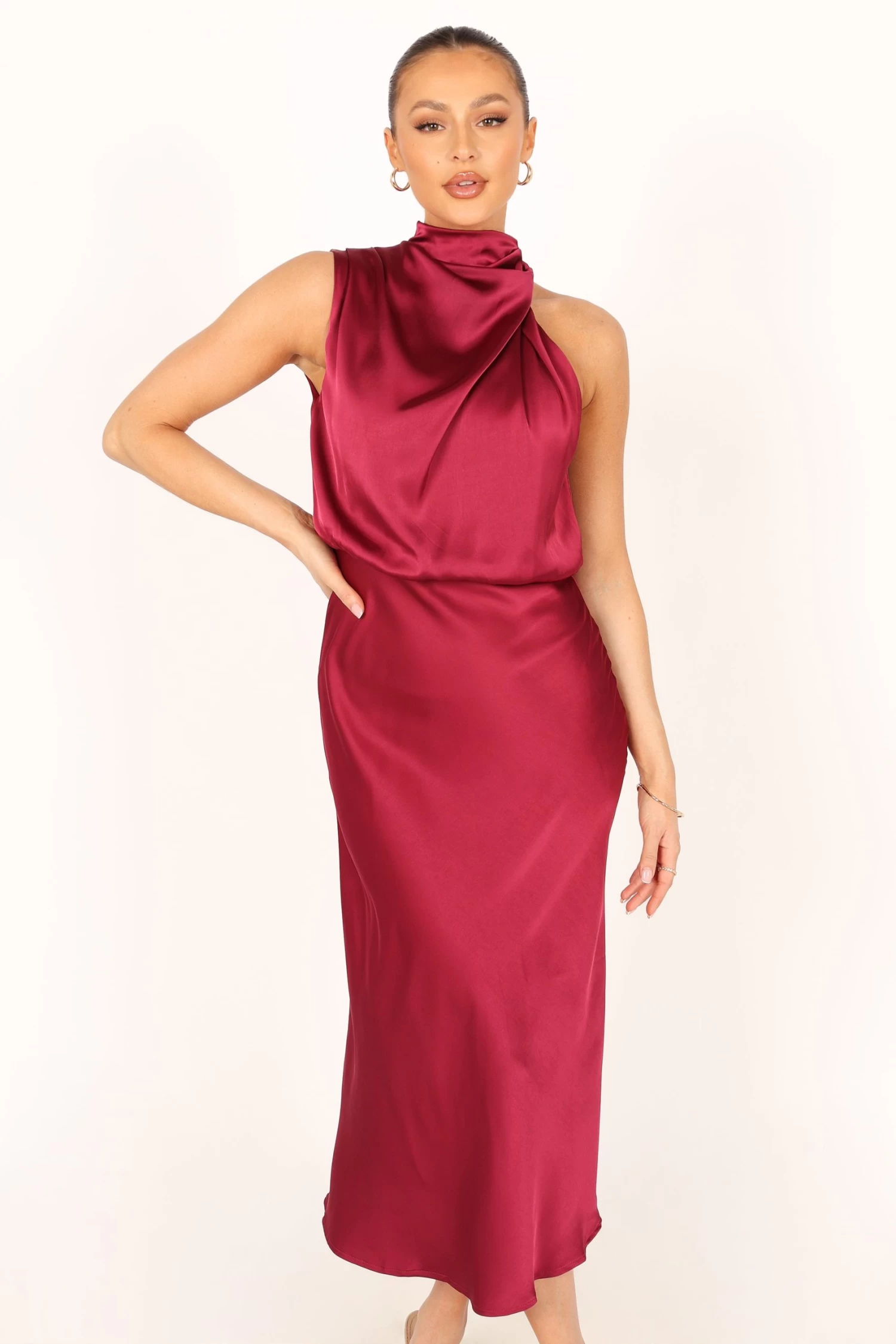 Anabelle Halter Neck Midi Dress - Berry - Image 11