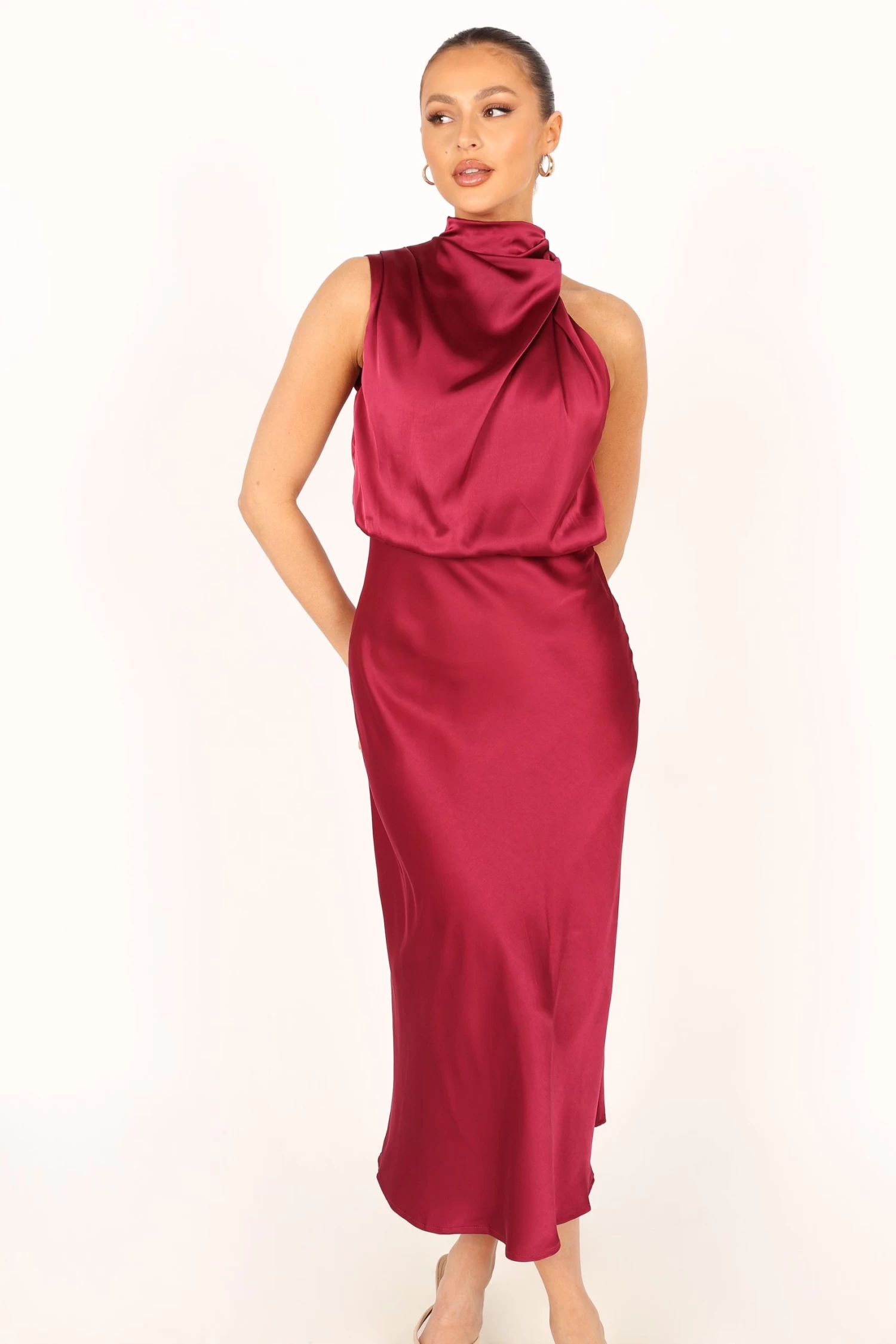 Anabelle Halter Neck Midi Dress - Berry - Image 13