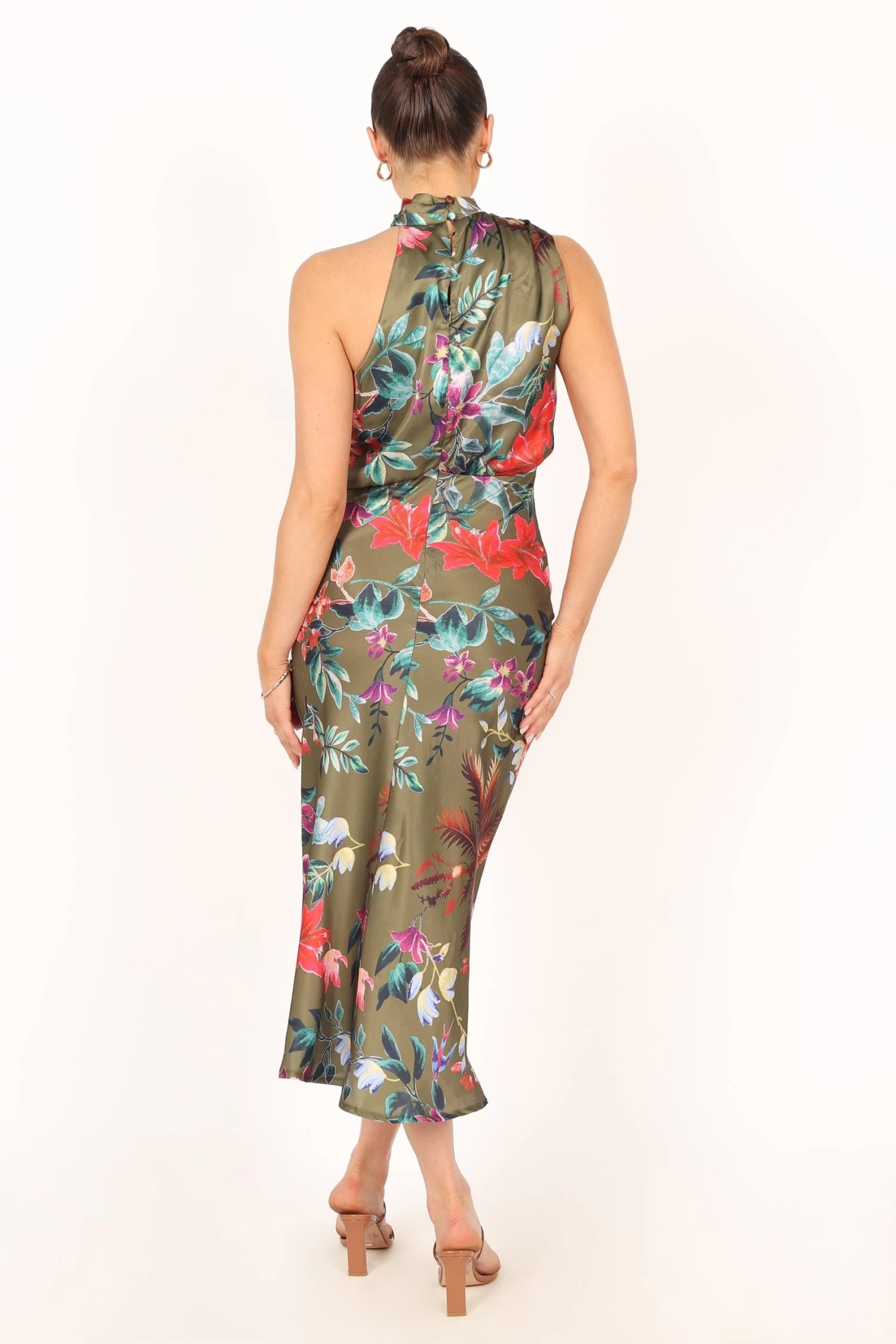 Anabelle Halter Neck Midi Dress - Green Tropical - Image 3