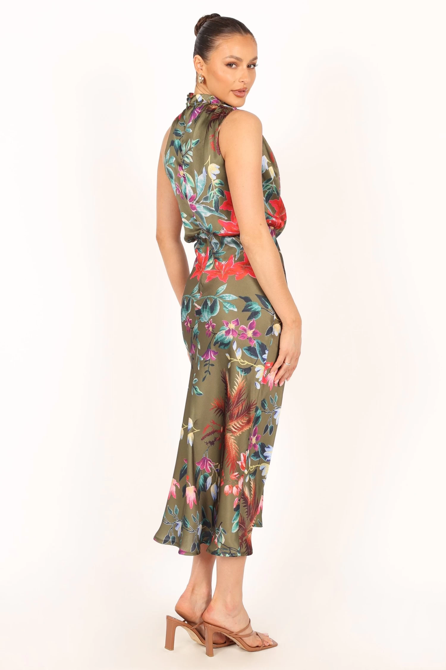 Anabelle Halter Neck Midi Dress - Green Tropical - Image 5