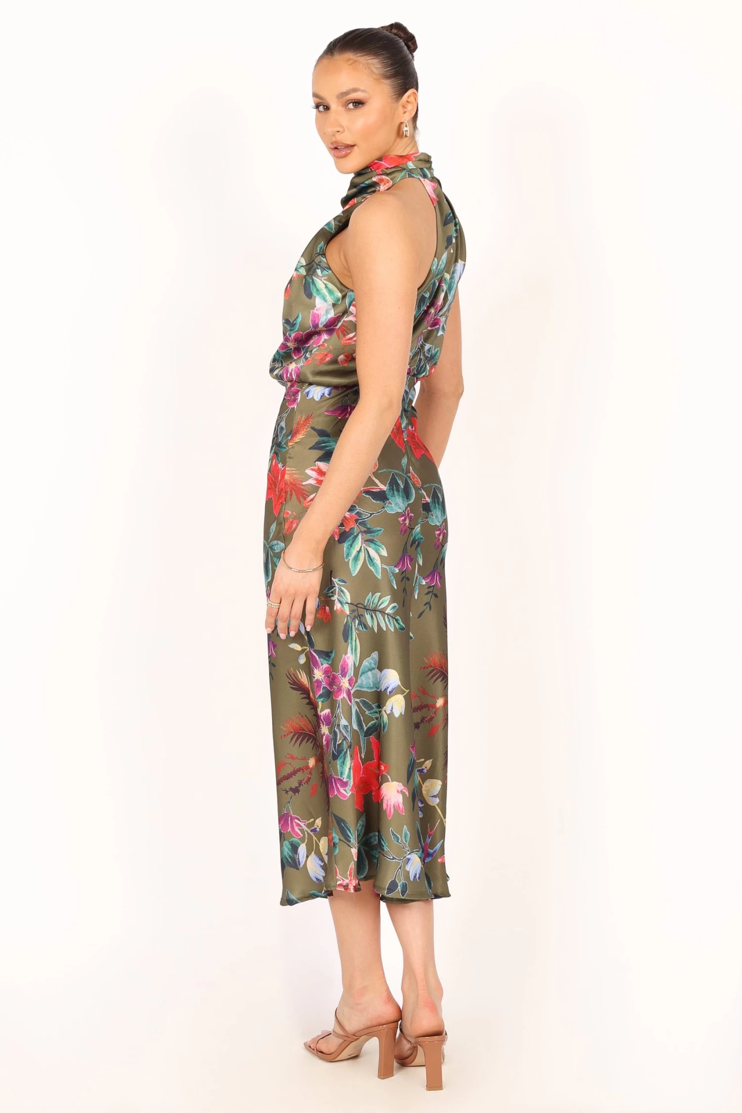 Anabelle Halter Neck Midi Dress - Green Tropical - Image 6