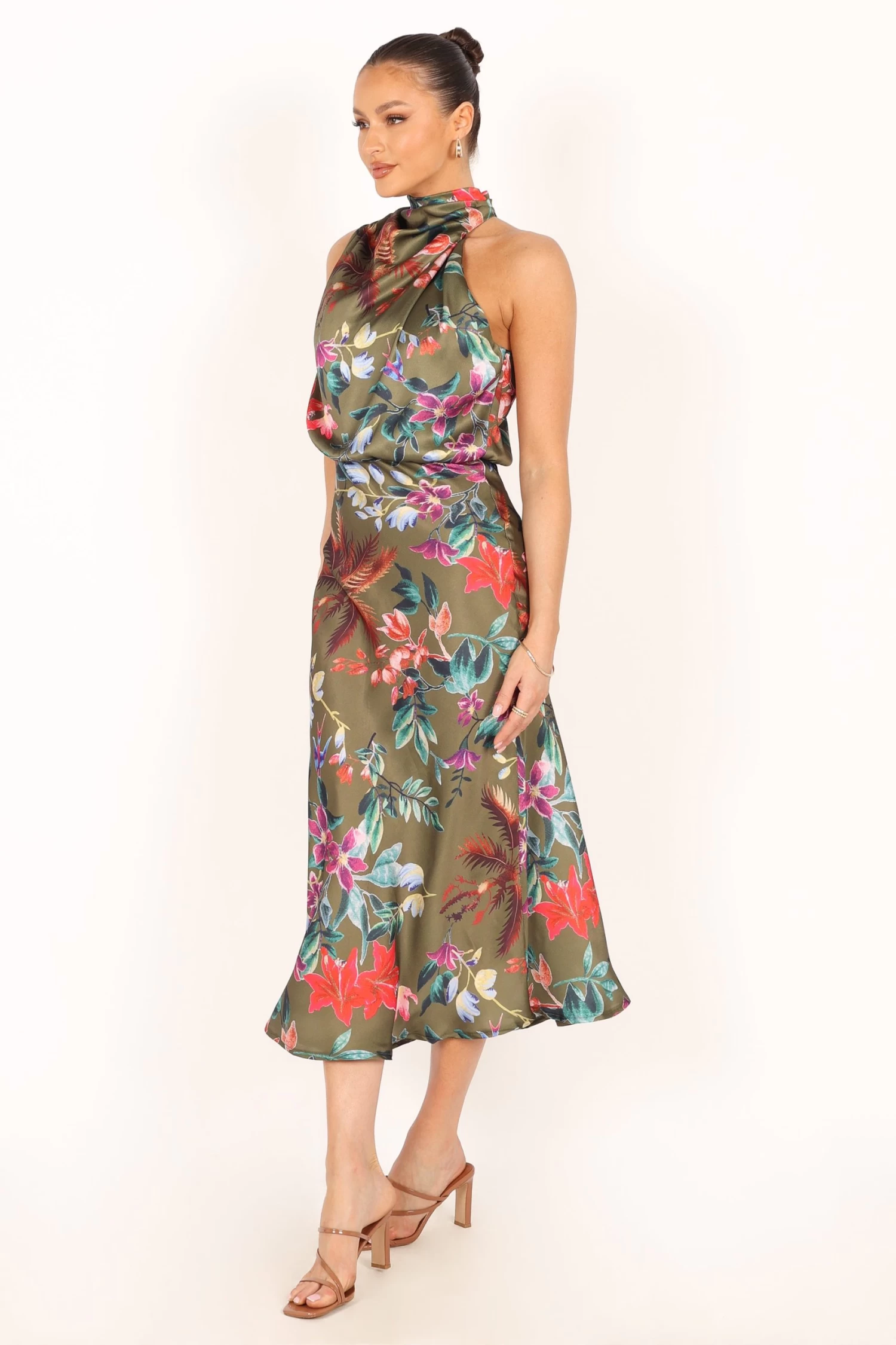 Anabelle Halter Neck Midi Dress - Green Tropical - Image 8