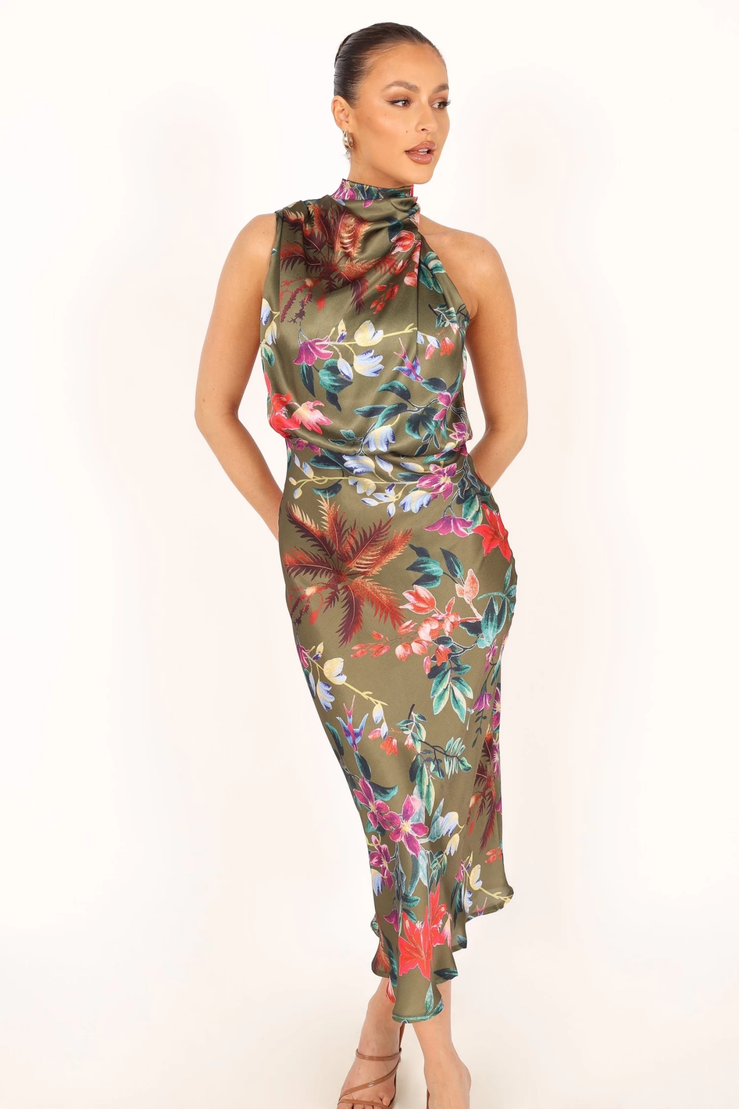Anabelle Halter Neck Midi Dress - Green Tropical - Image 10