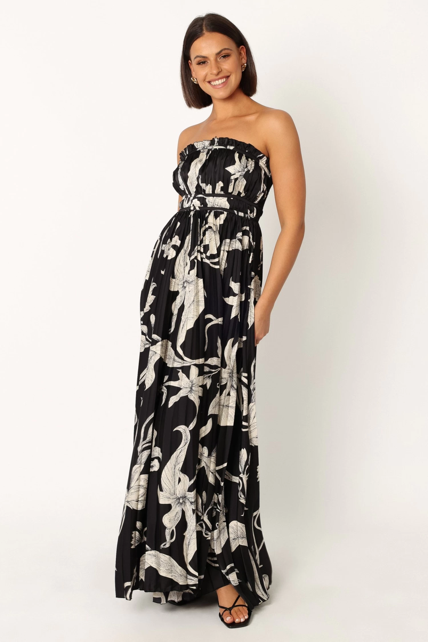 Angelique Strapless Maxi Dress - Black Floral - Image 4