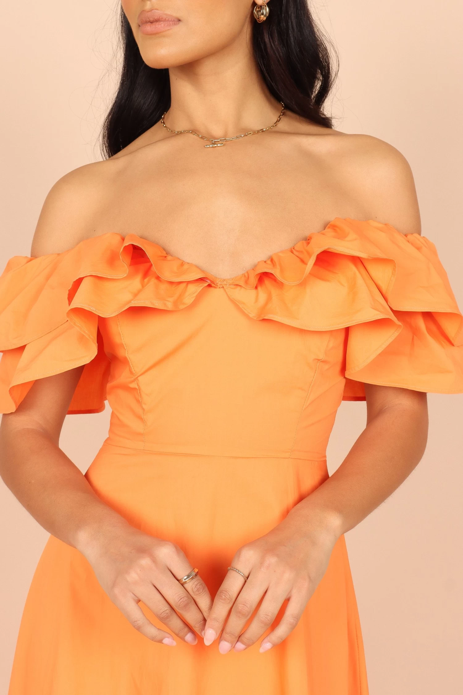 Cabo Frill Sleeve Midi Dress - Orange - Image 2