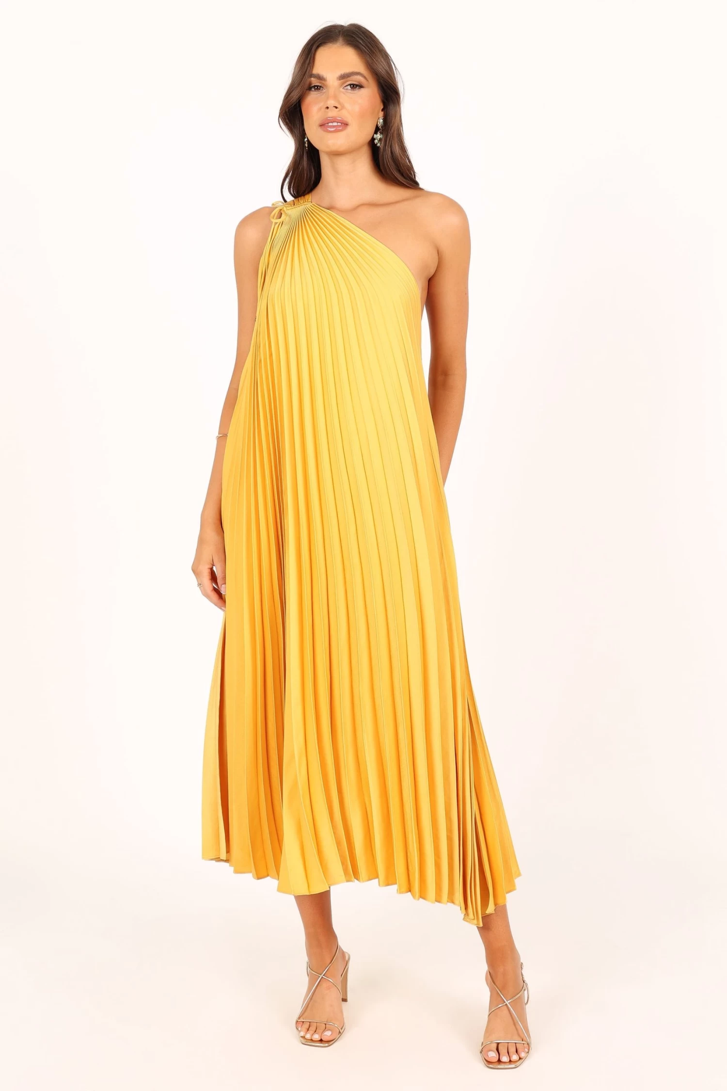 Cali One Shoulder Midi Dress - Saffron - Image 2