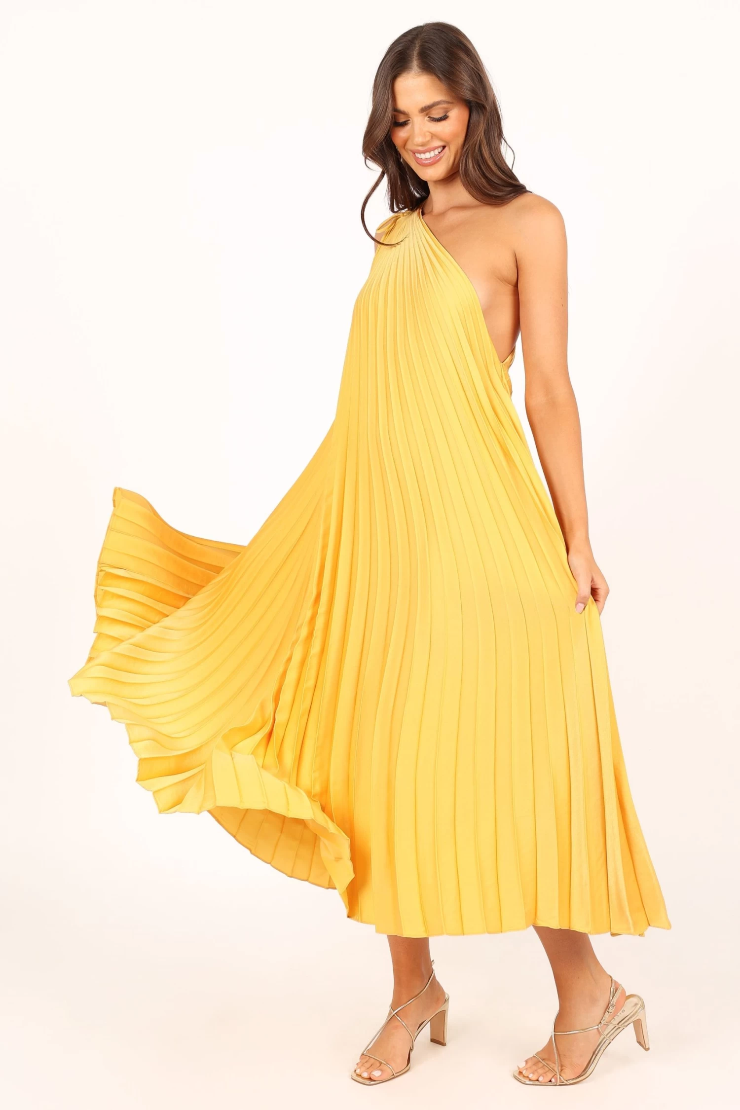 Cali One Shoulder Midi Dress - Saffron - Image 3