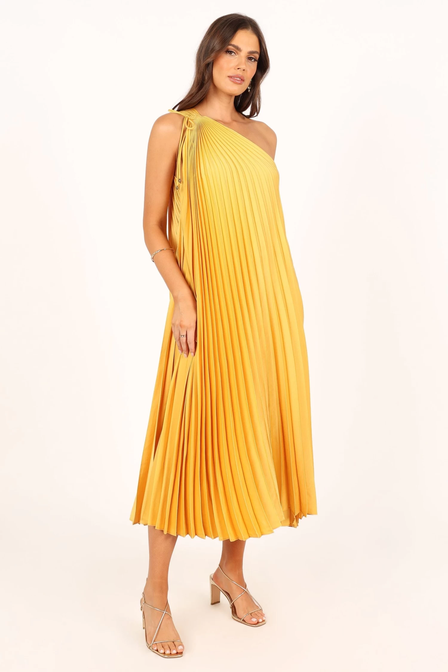 Cali One Shoulder Midi Dress - Saffron - Image 6