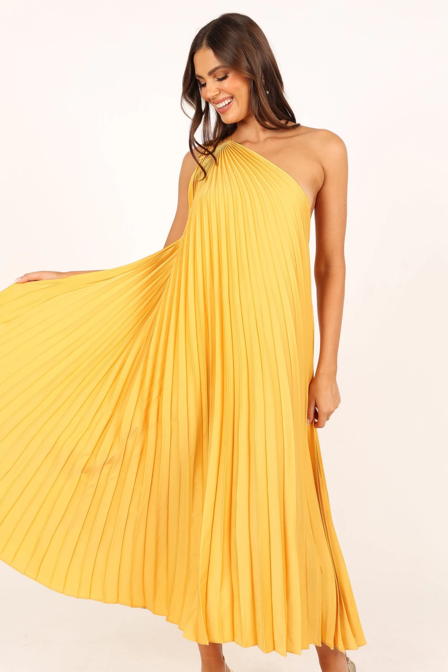 Cali One Shoulder Midi Dress - Saffron - Image 8