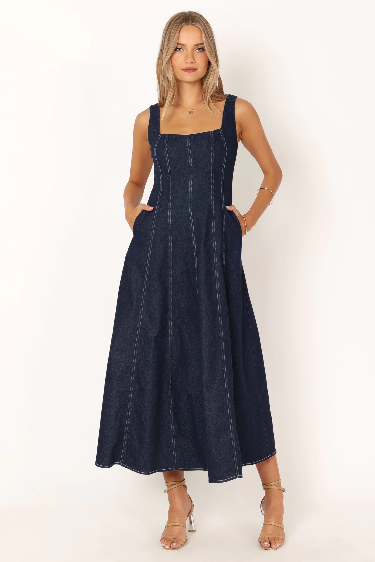 Callum Midi Dress - Dark Denim - Image 4