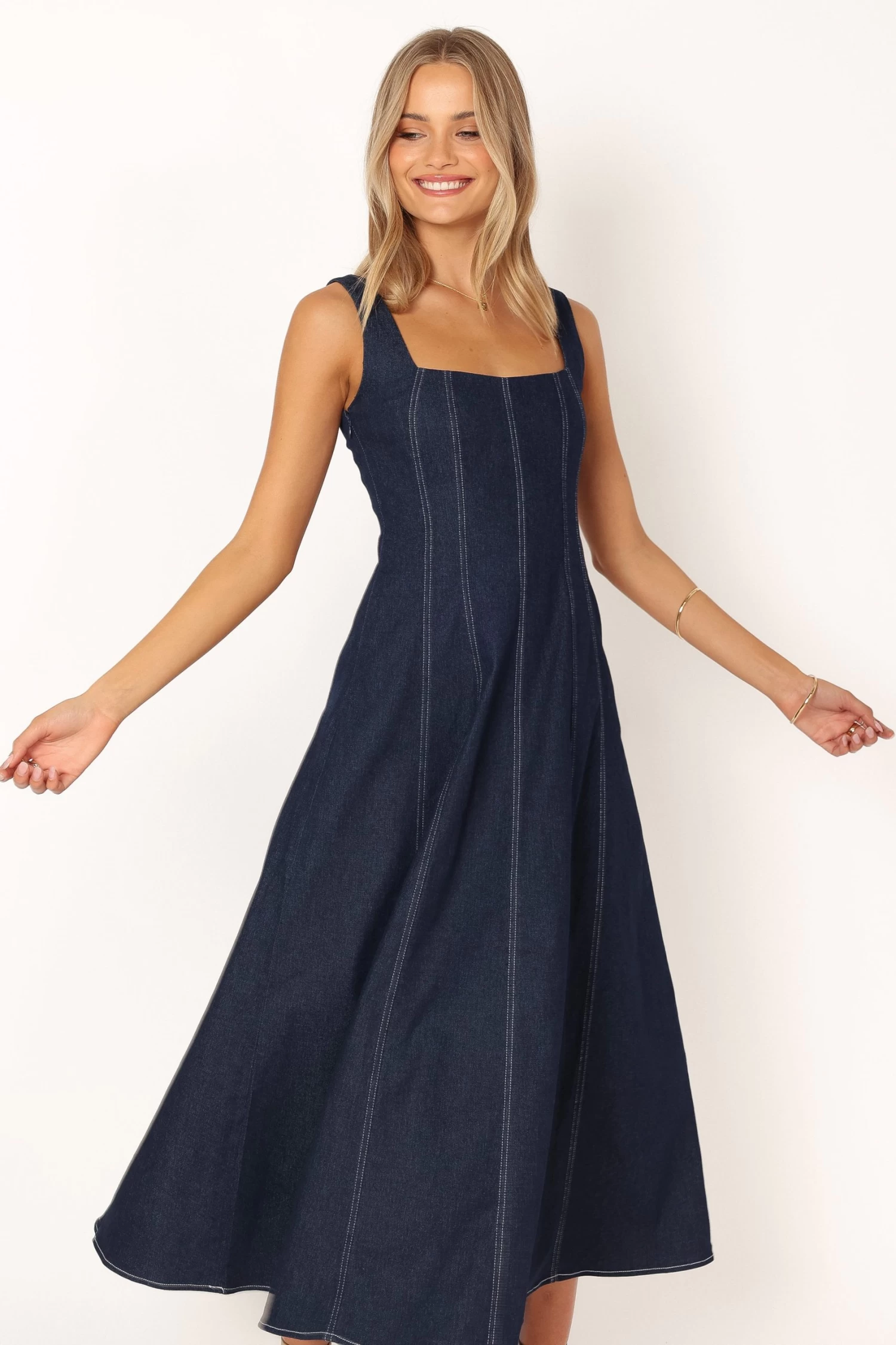 Callum Midi Dress - Dark Denim - Image 5