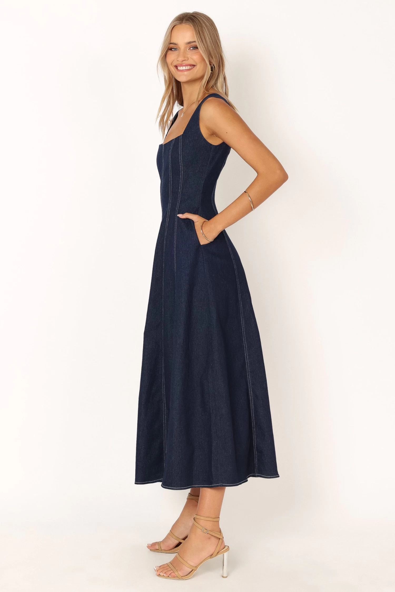 Callum Midi Dress - Dark Denim - Image 8