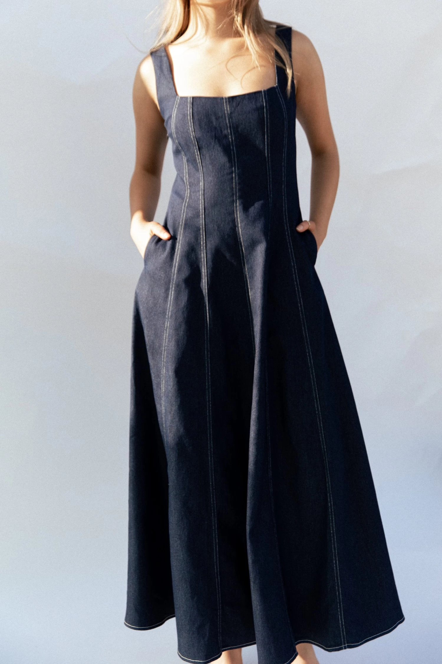 Callum Midi Dress - Dark Denim - Image 2