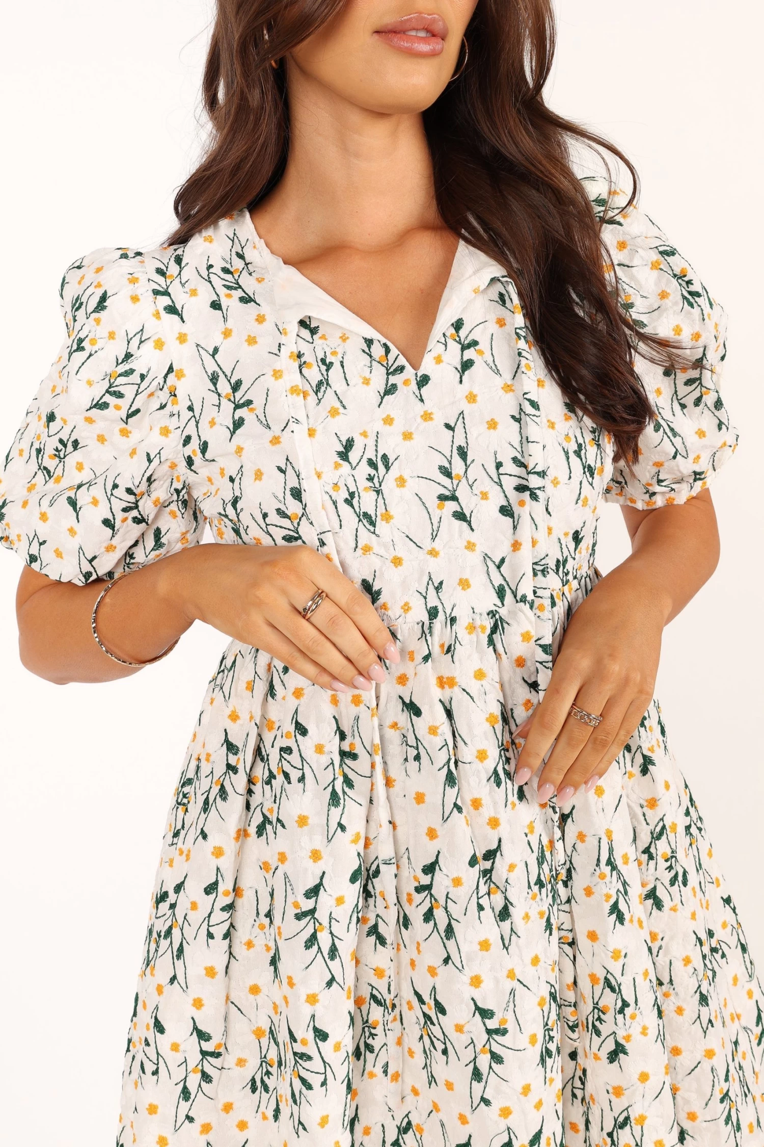 Carla Puff Sleeve Mini Dress - White - Image 9