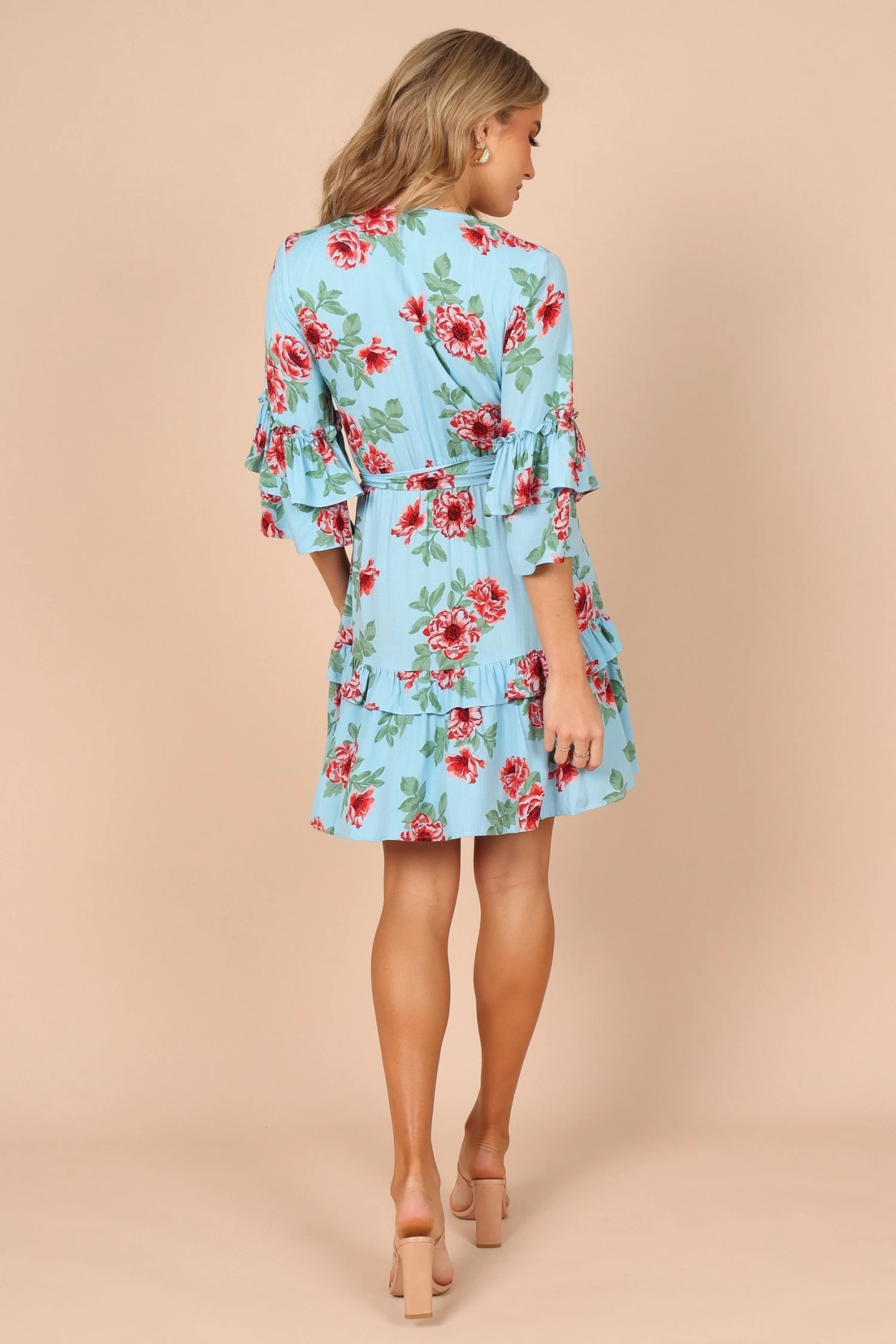 Cassatt Wrap Mini Dress - Blue Floral - Image 9