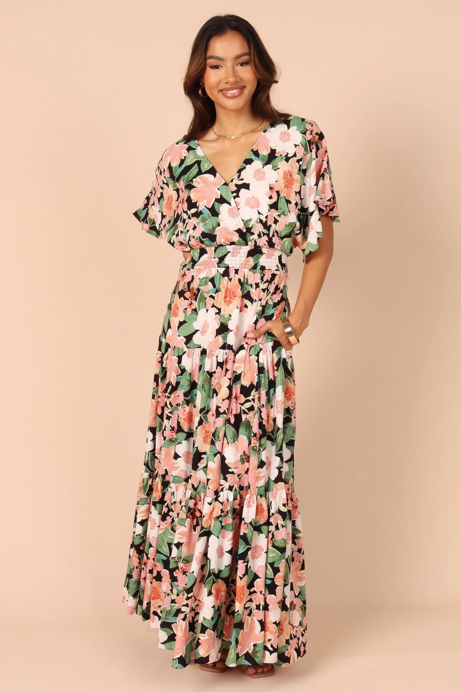 Cautilina Maxi Dress - Peach Floral