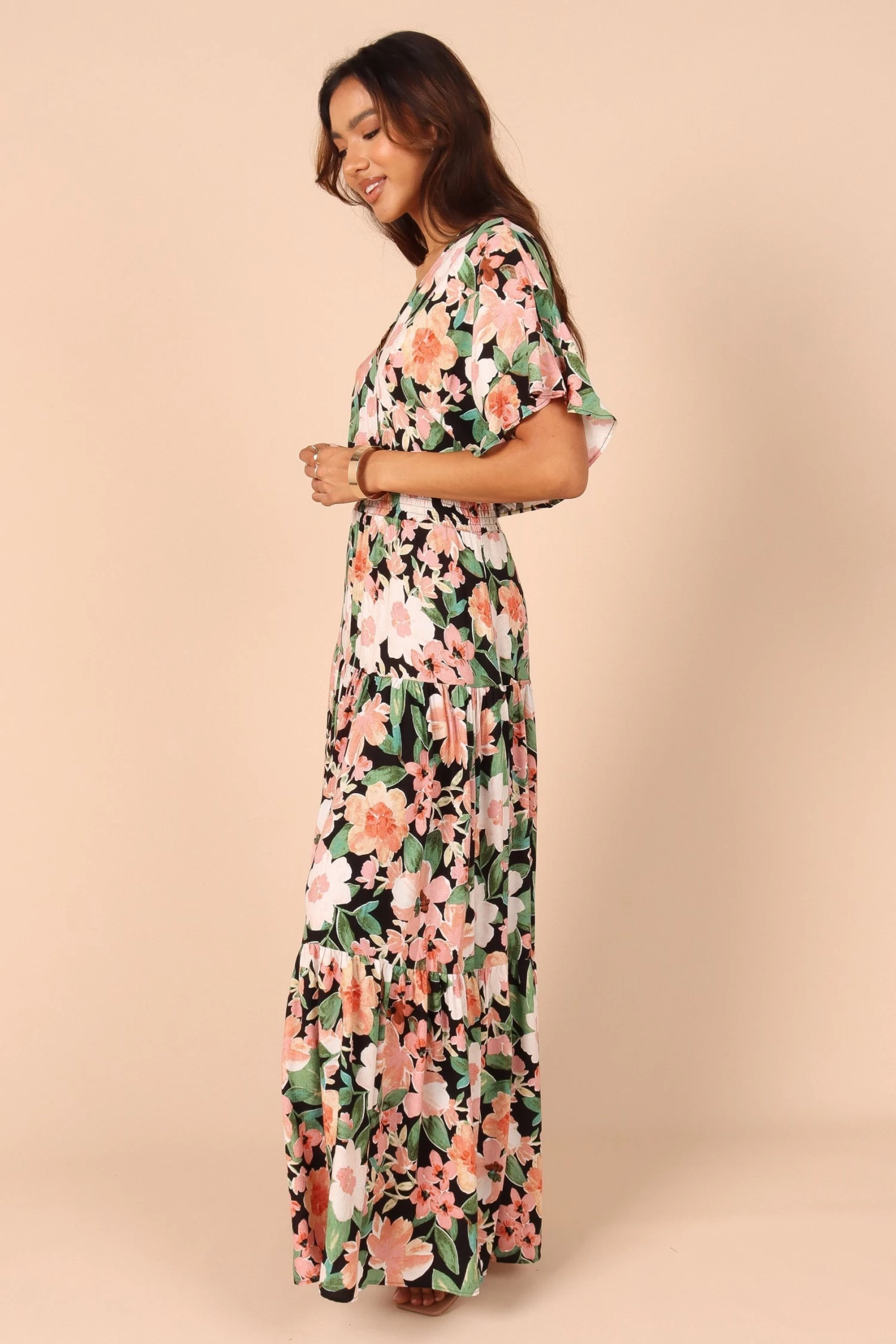 Cautilina Maxi Dress - Peach Floral - Image 4