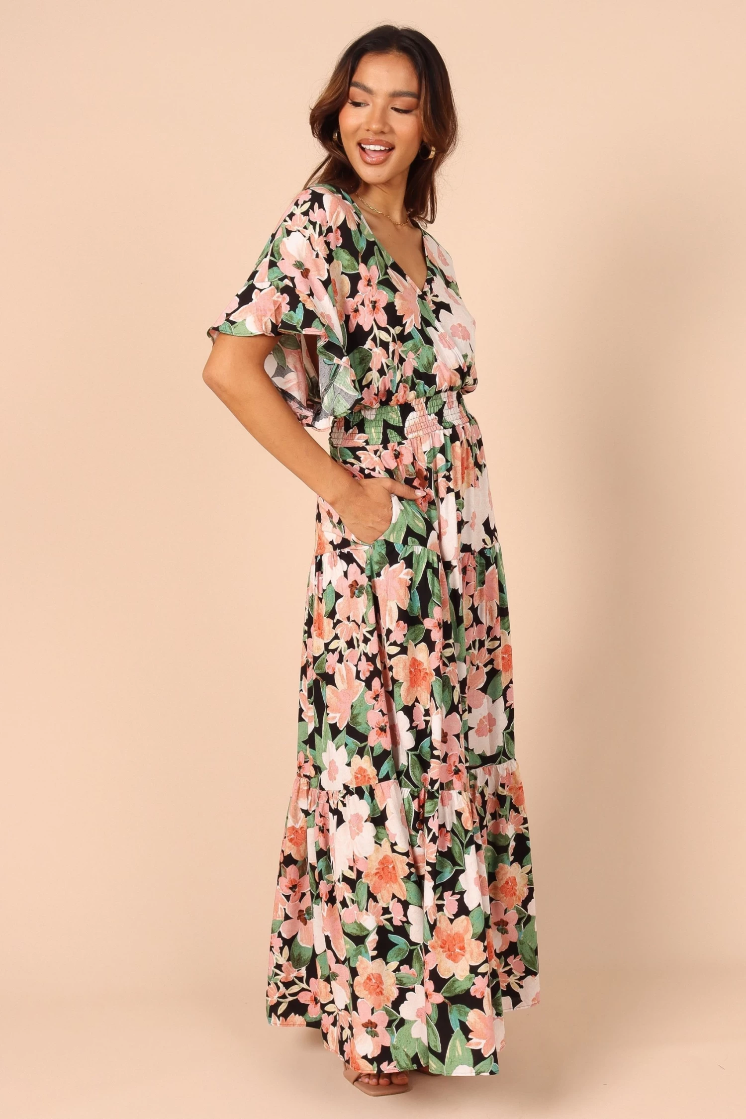 Cautilina Maxi Dress - Peach Floral - Image 5