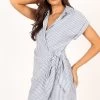 Chourt Wrap Mini Dress - Navy White