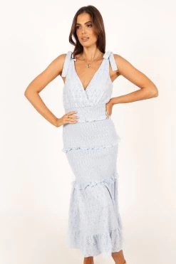 Claudia Ruffle Midi Dress - Blue