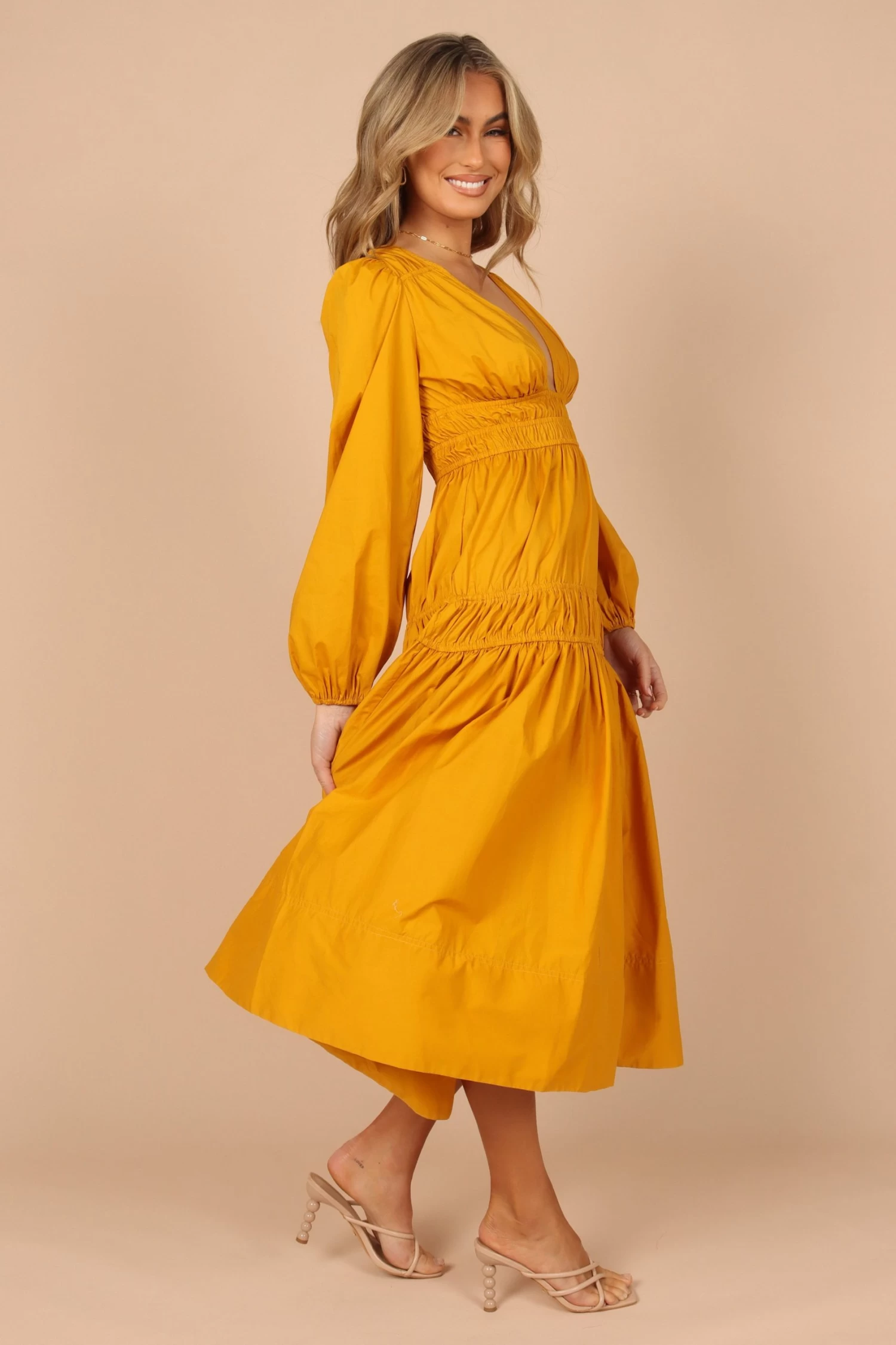Dani Long Sleeve Maxi Dress - Mustard - Image 5