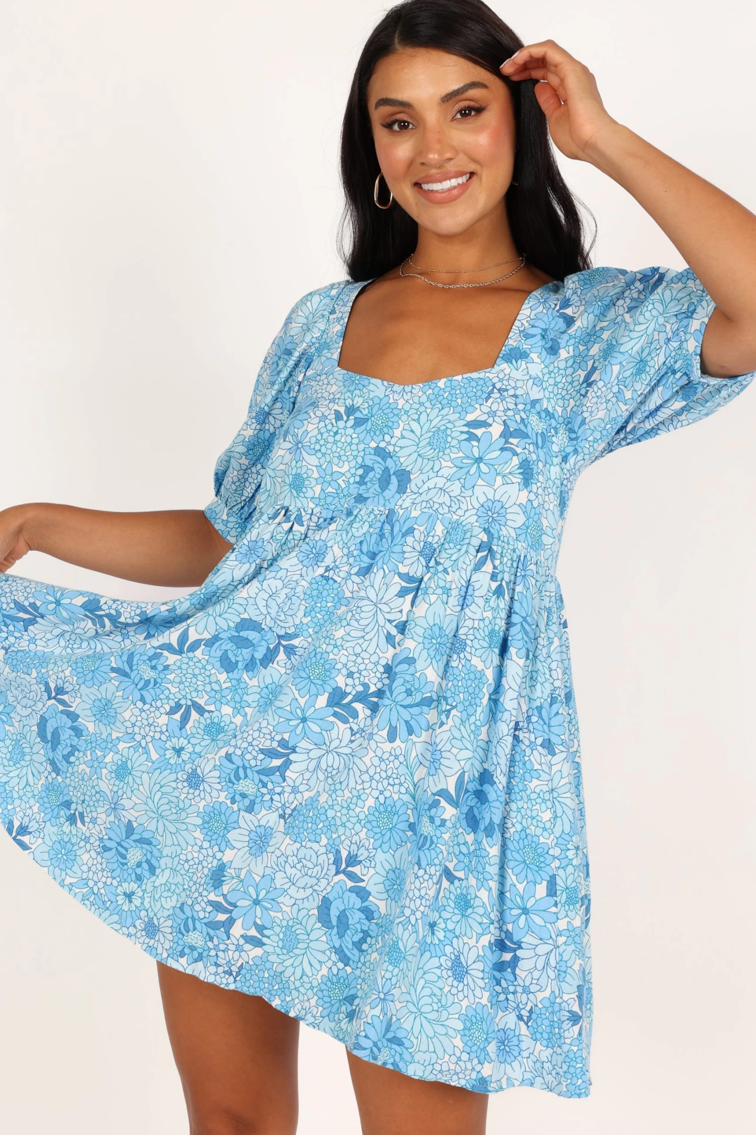 Delaney Mini Dress - Blue Floral