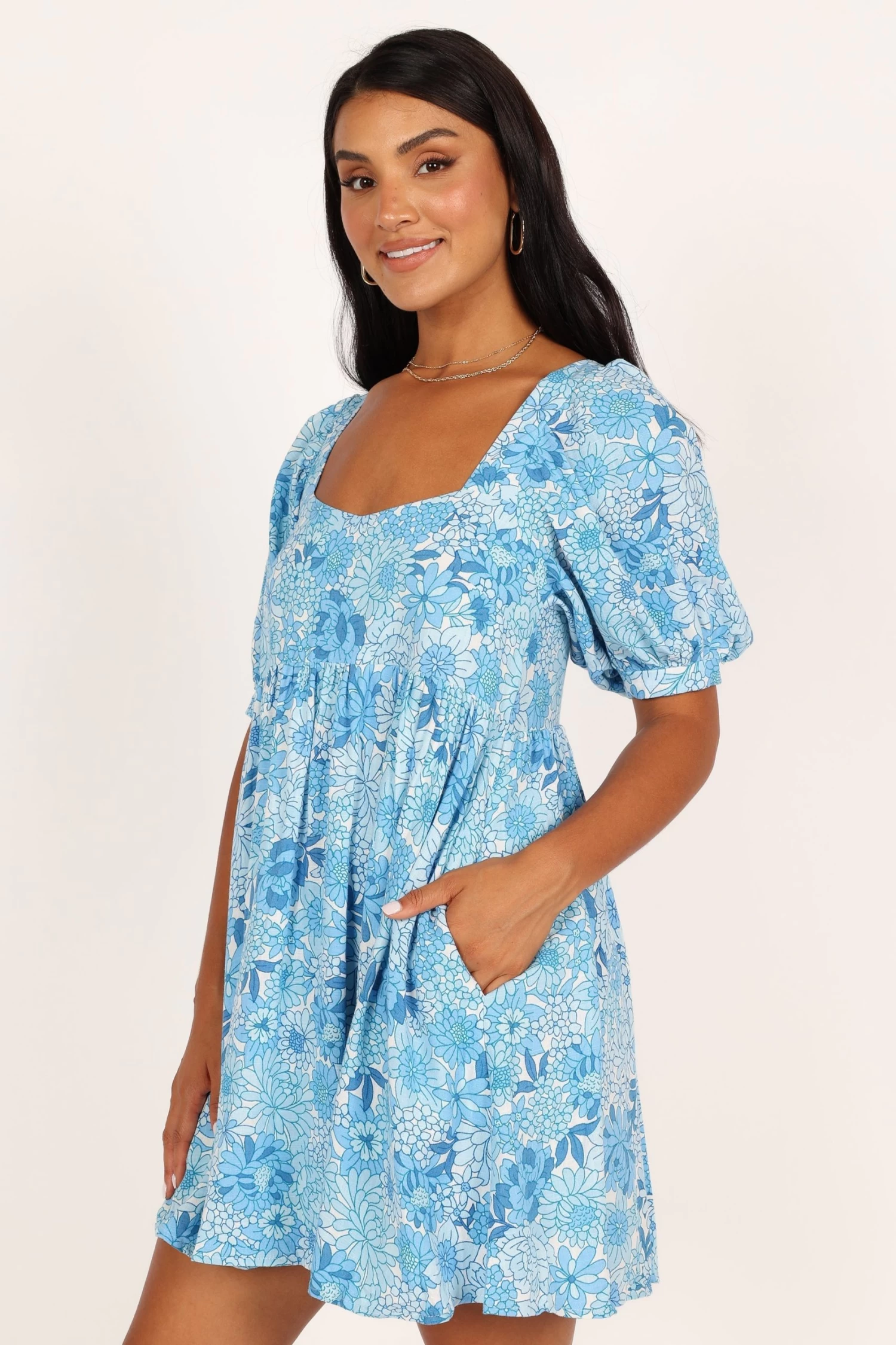 Delaney Mini Dress - Blue Floral - Image 5