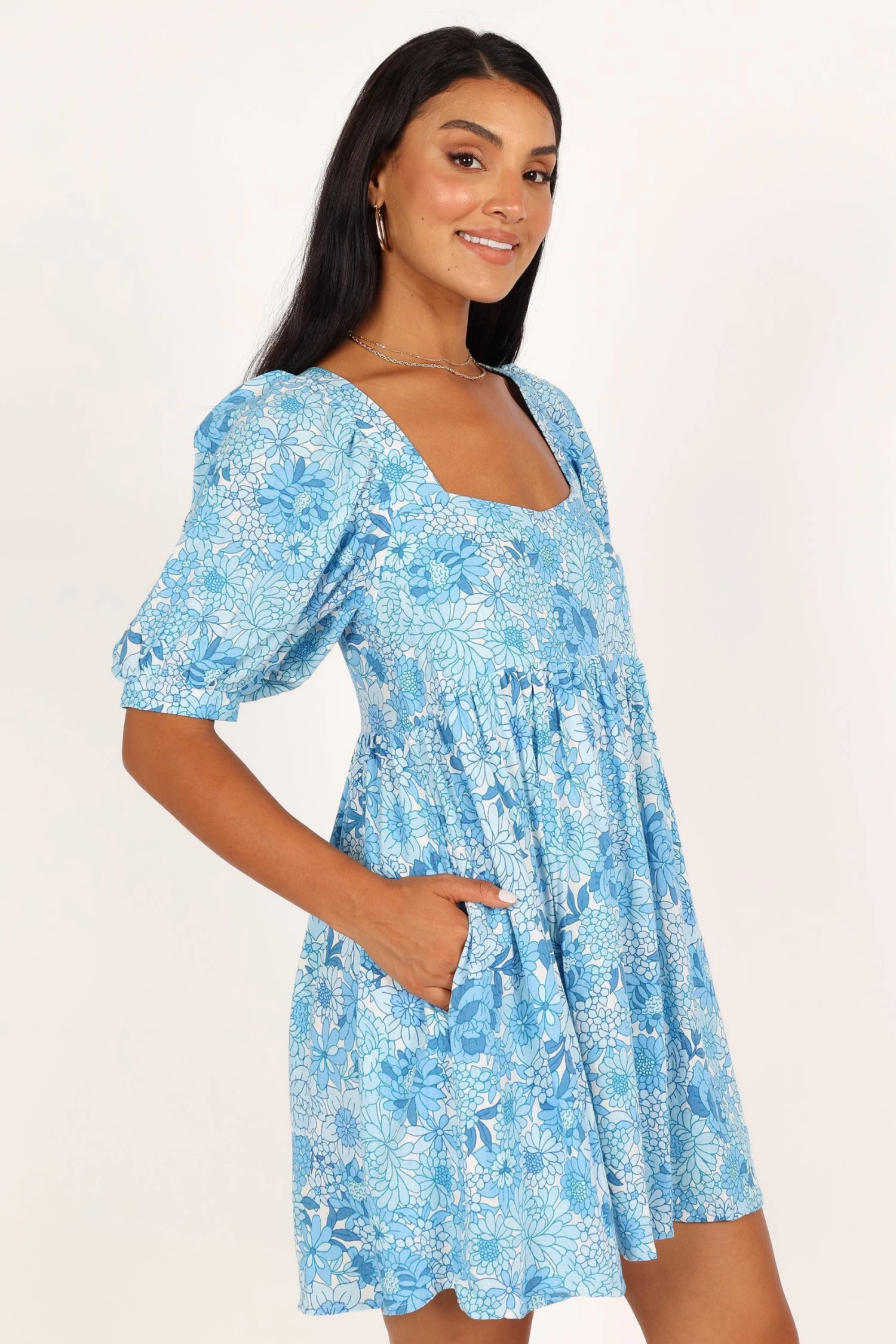 Delaney Mini Dress - Blue Floral - Image 6