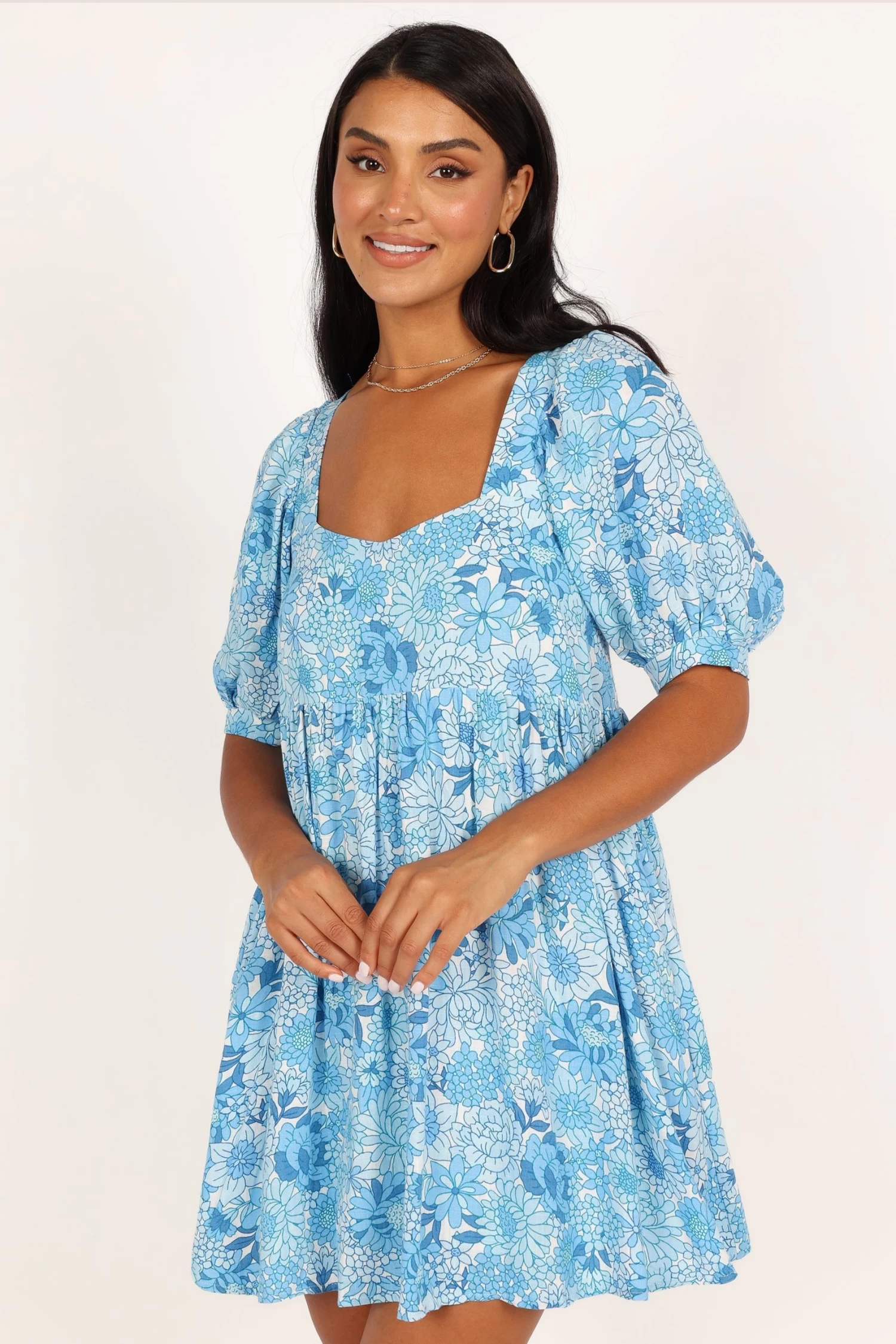 Delaney Mini Dress - Blue Floral - Image 7