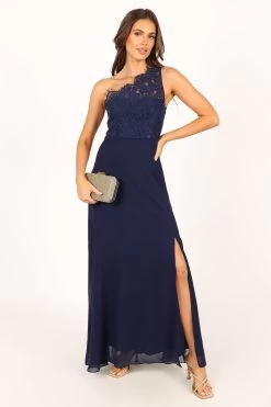 Diana One Shoulder Maxi Dress - Navy