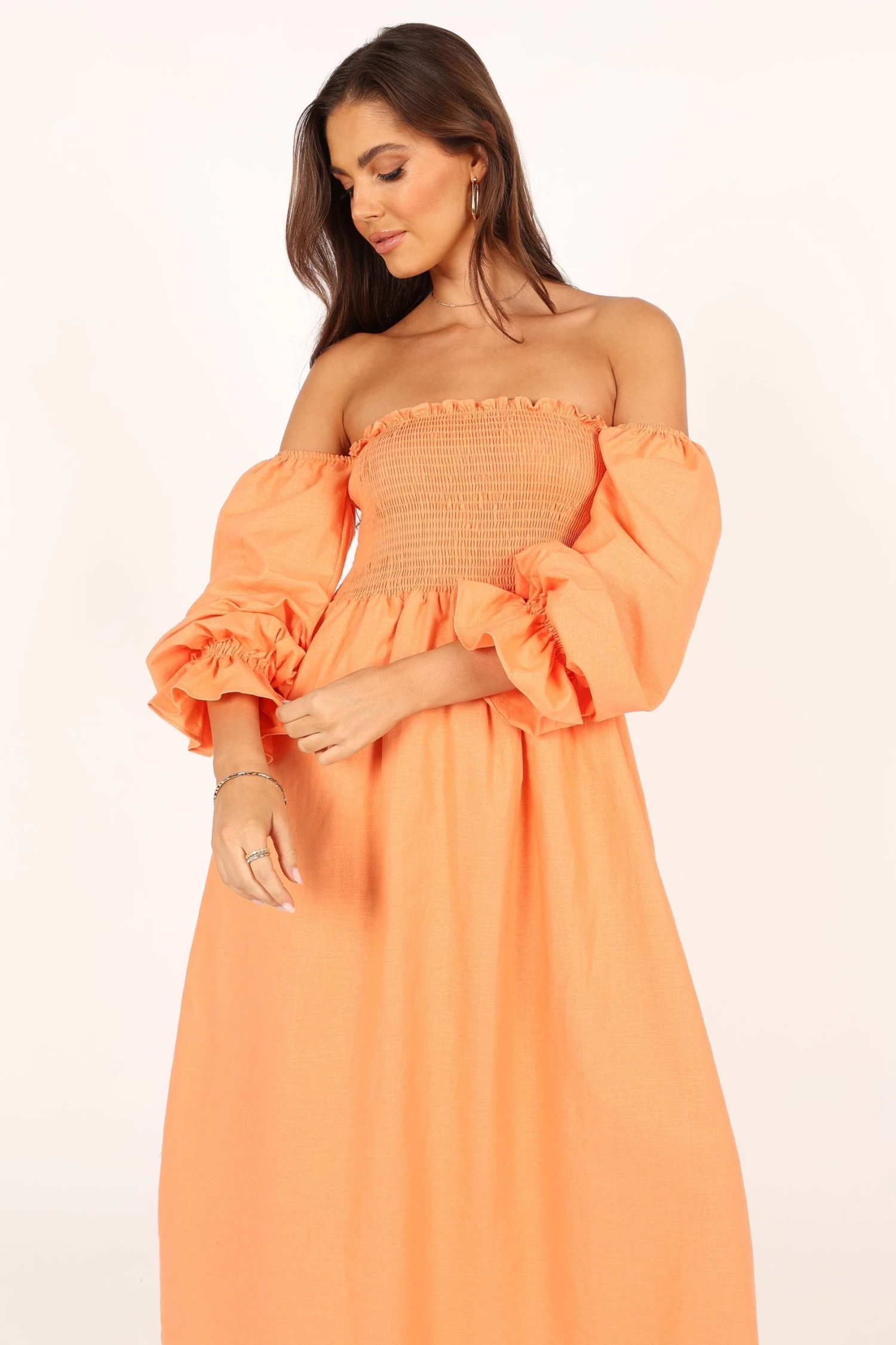 Domenica Off Shoulder Midi Dress - Orange - Image 4