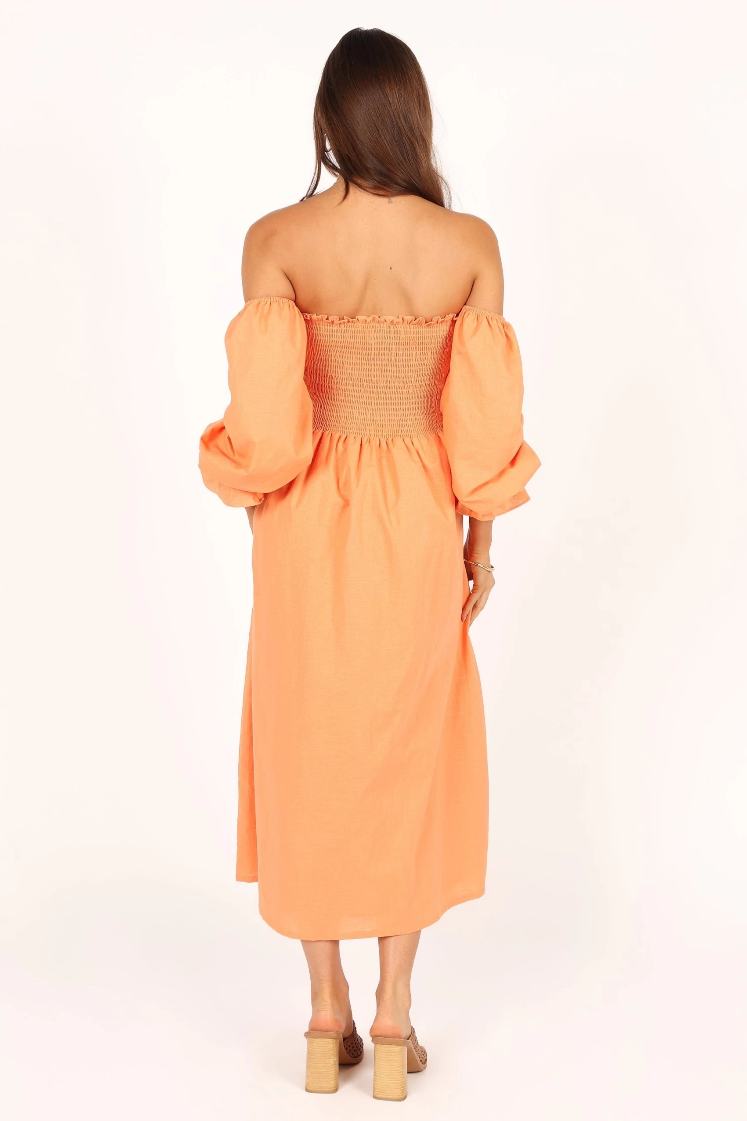 Domenica Off Shoulder Midi Dress - Orange - Image 6
