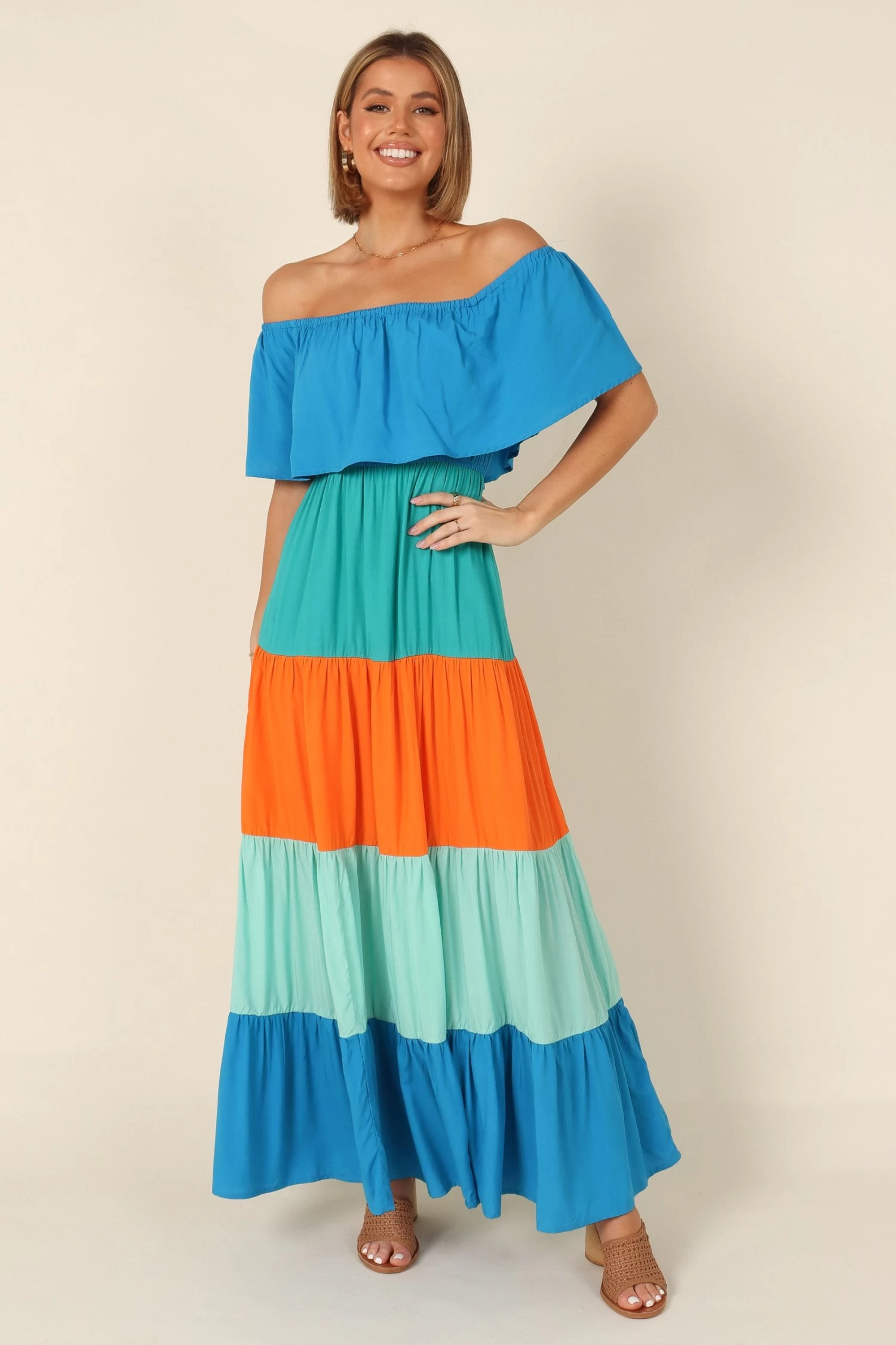 Eazon Off Shoulder Maxi Dress - Blue