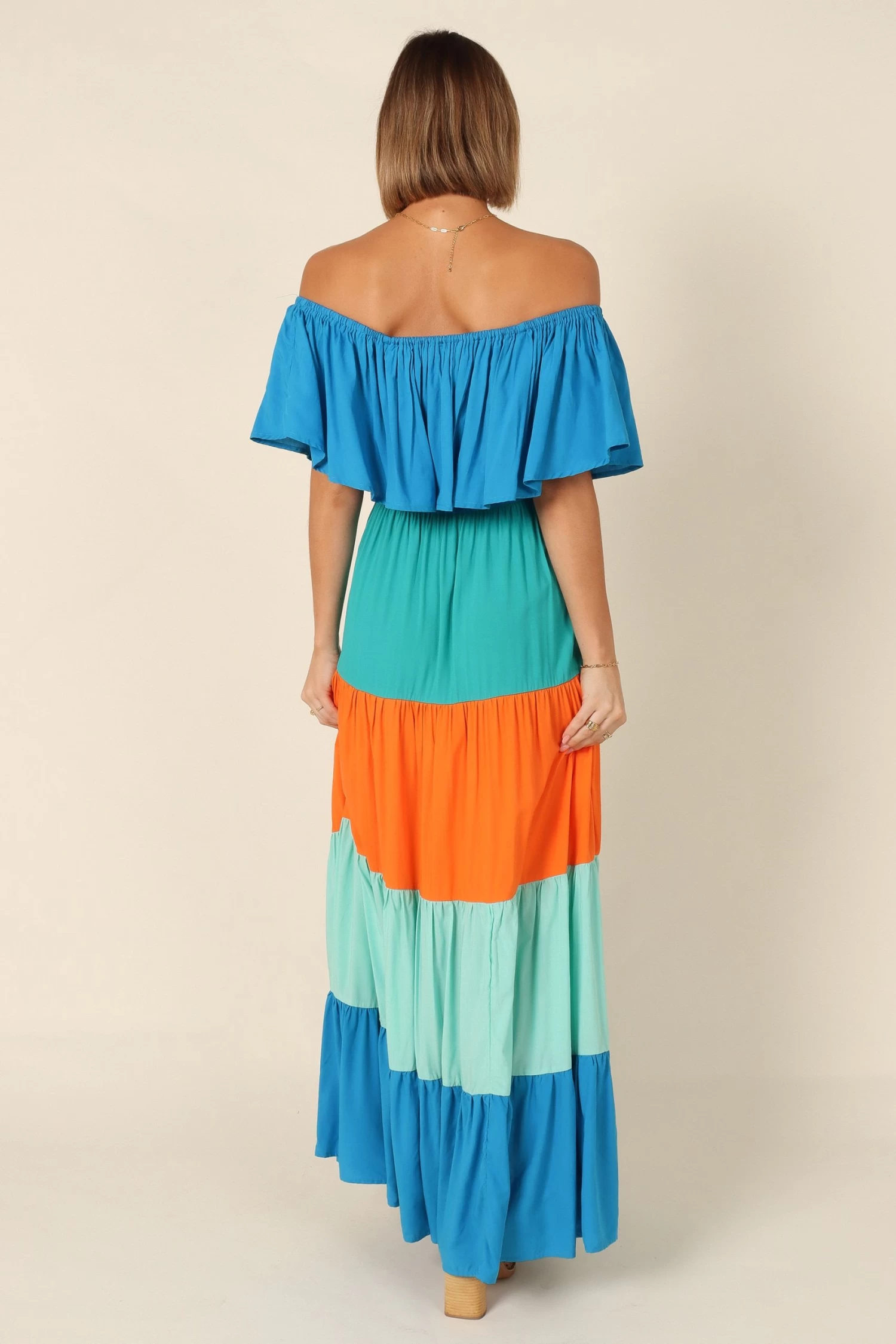 Eazon Off Shoulder Maxi Dress - Blue - Image 3