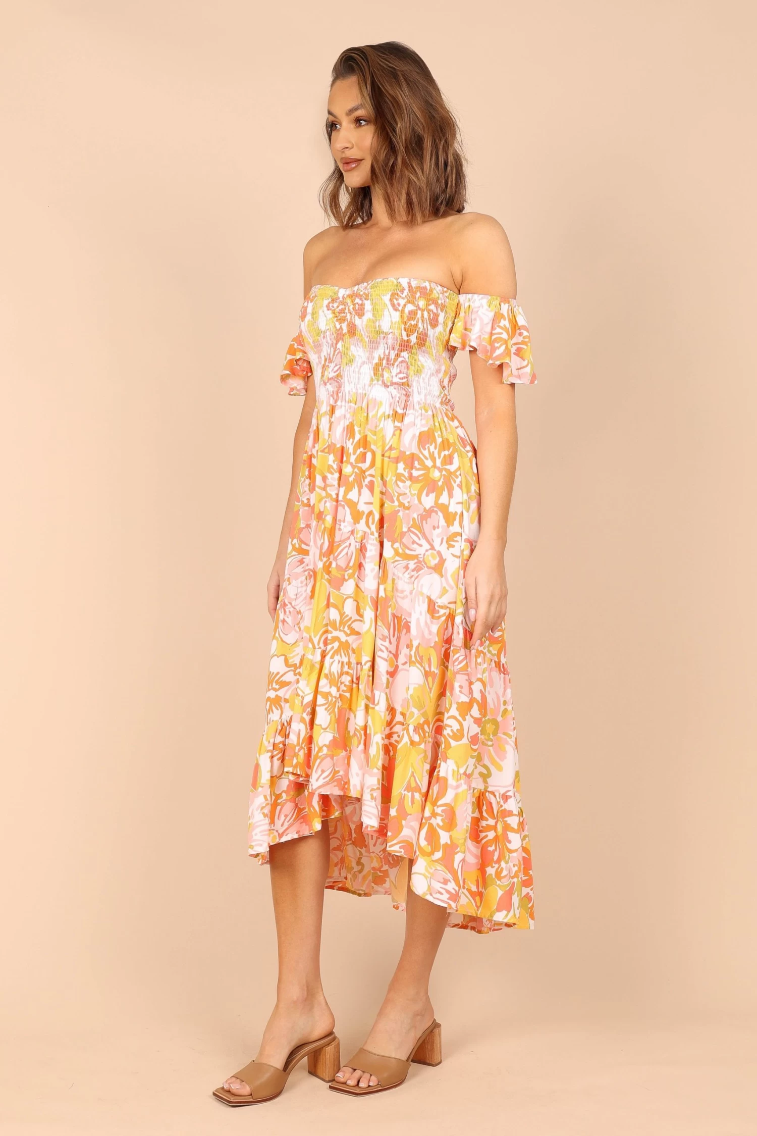 Feliz Off Shoulder Maxi Dress - Coral Floral - Image 6