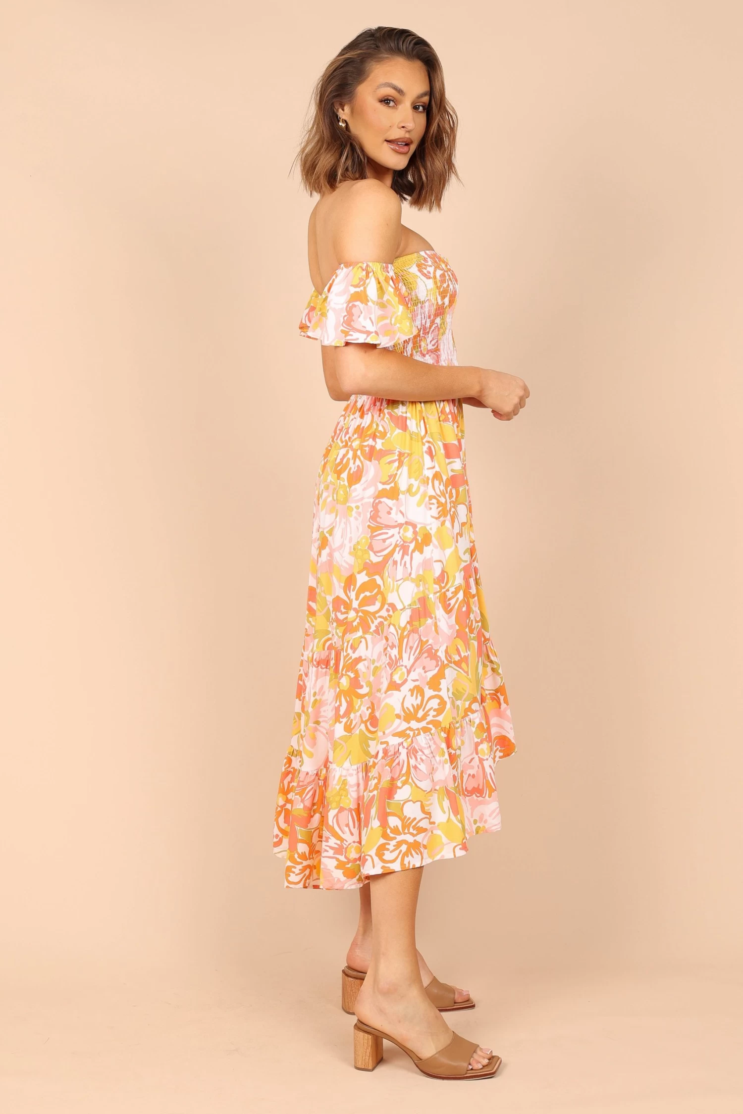 Feliz Off Shoulder Maxi Dress - Coral Floral - Image 3